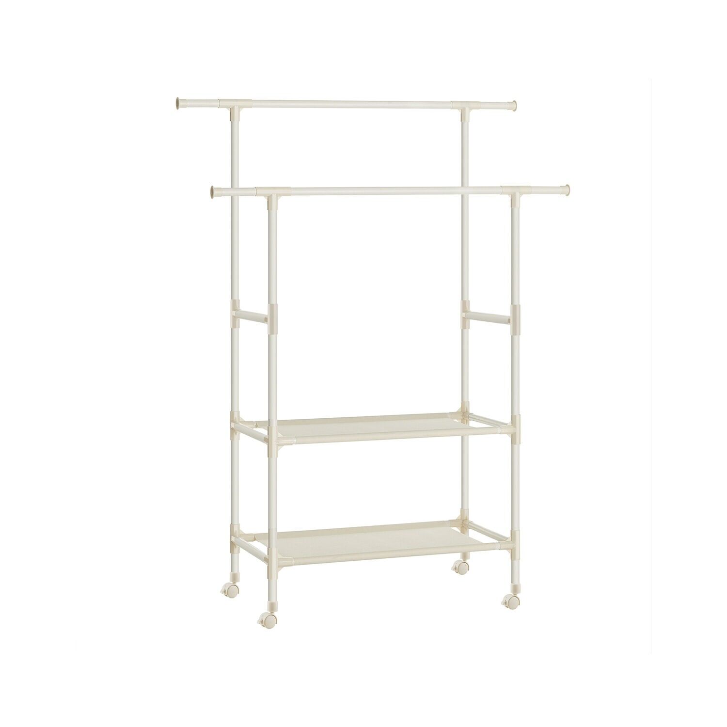 Appendiabiti con 2 aste appendiabiti, metallo, bianco - 113 x 45 x 176 cm