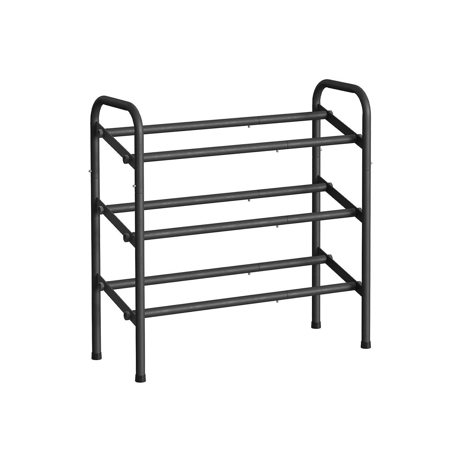 Shoe rack with 3 levels made of black metal mesh - 23 x 58 x 58 cm