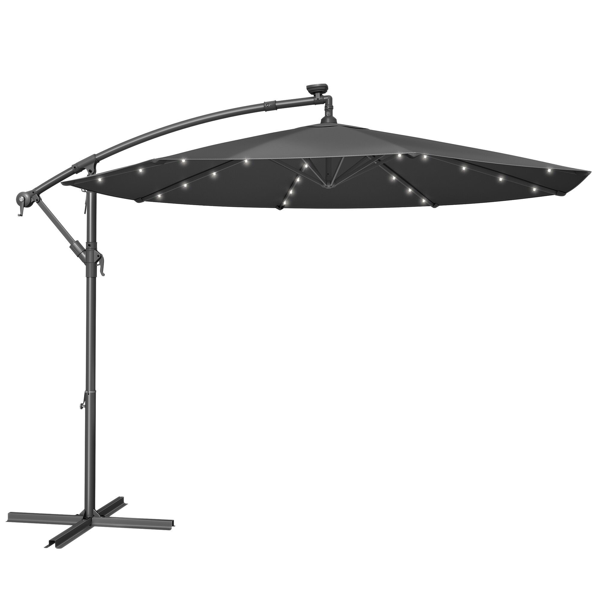 Ombrellone con illuminazione solare a LED e supporto - 300 cm
