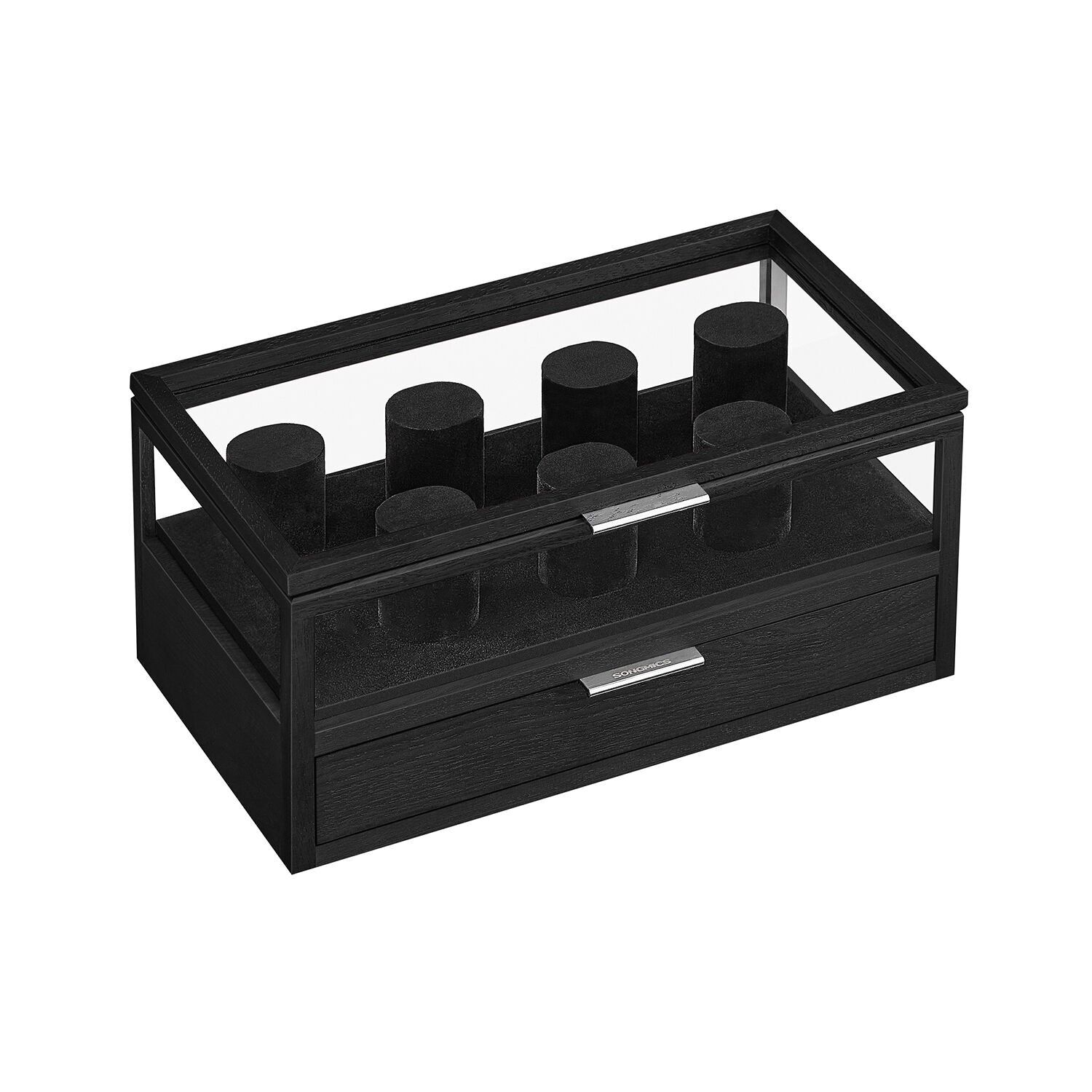 Astuccio per orologi con coperchio in acrilico e 7 cuscinetti per orologi - 18 x 35,2 x 16 cm