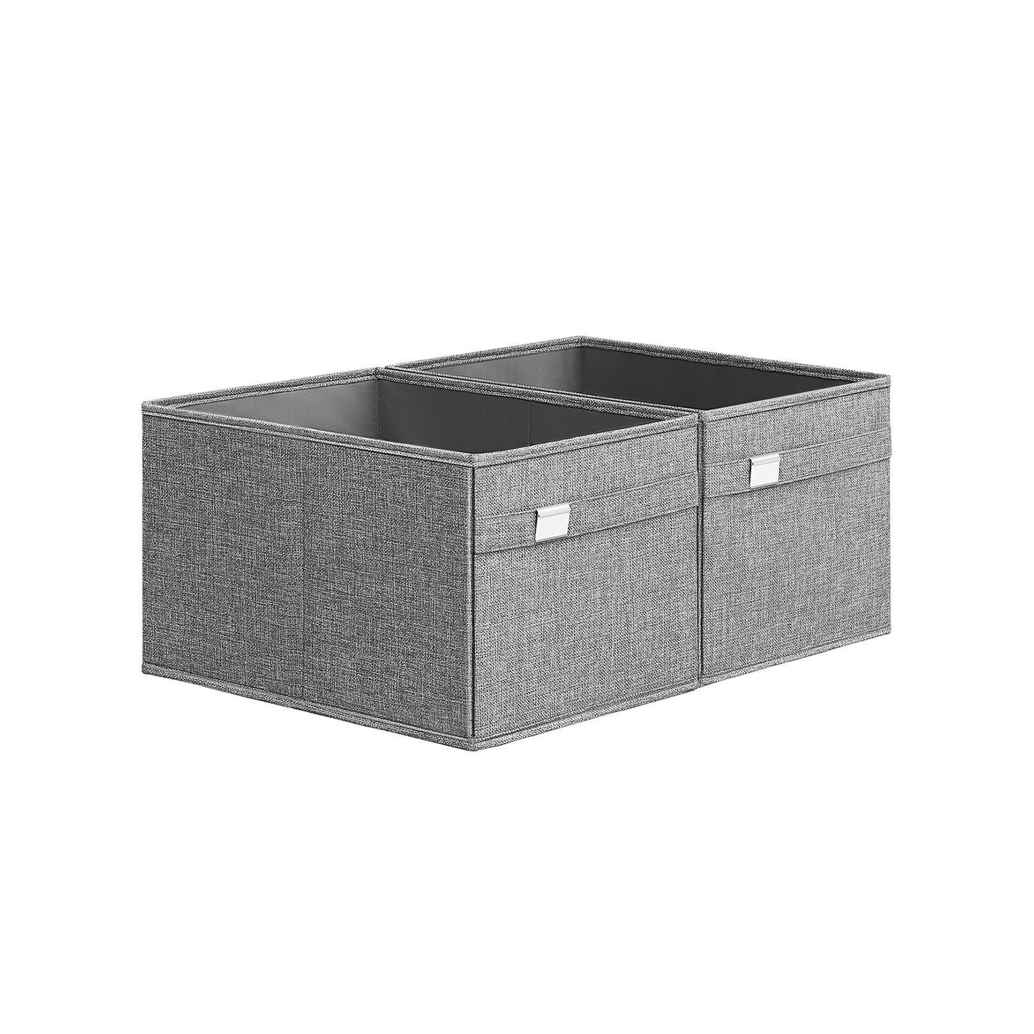 Set di 2 contenitori portaoggetti con manici, grigio tortora - 40 x 30 x 25 cm