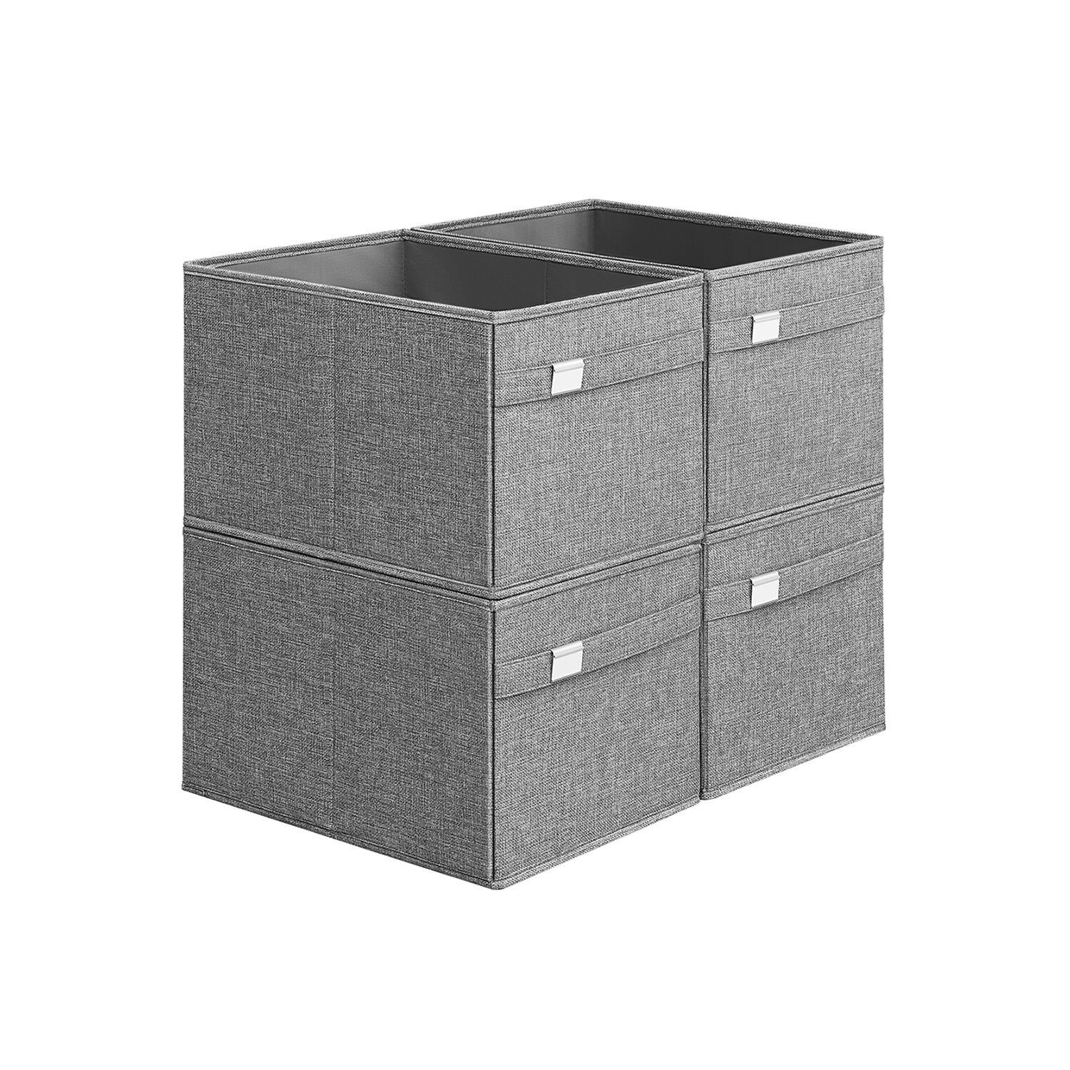 Set di 4 scatole portaoggetti con manici, grigio tortora - 40 x 30 x 25 cm