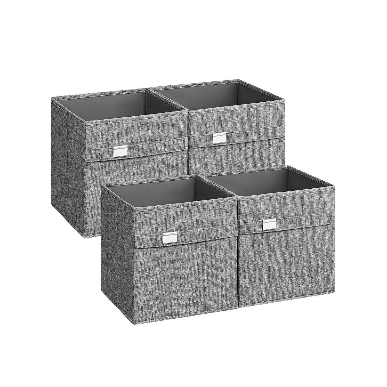 Set di 4 scatole portaoggetti 30 x 30 x 30 cm grigio tortora