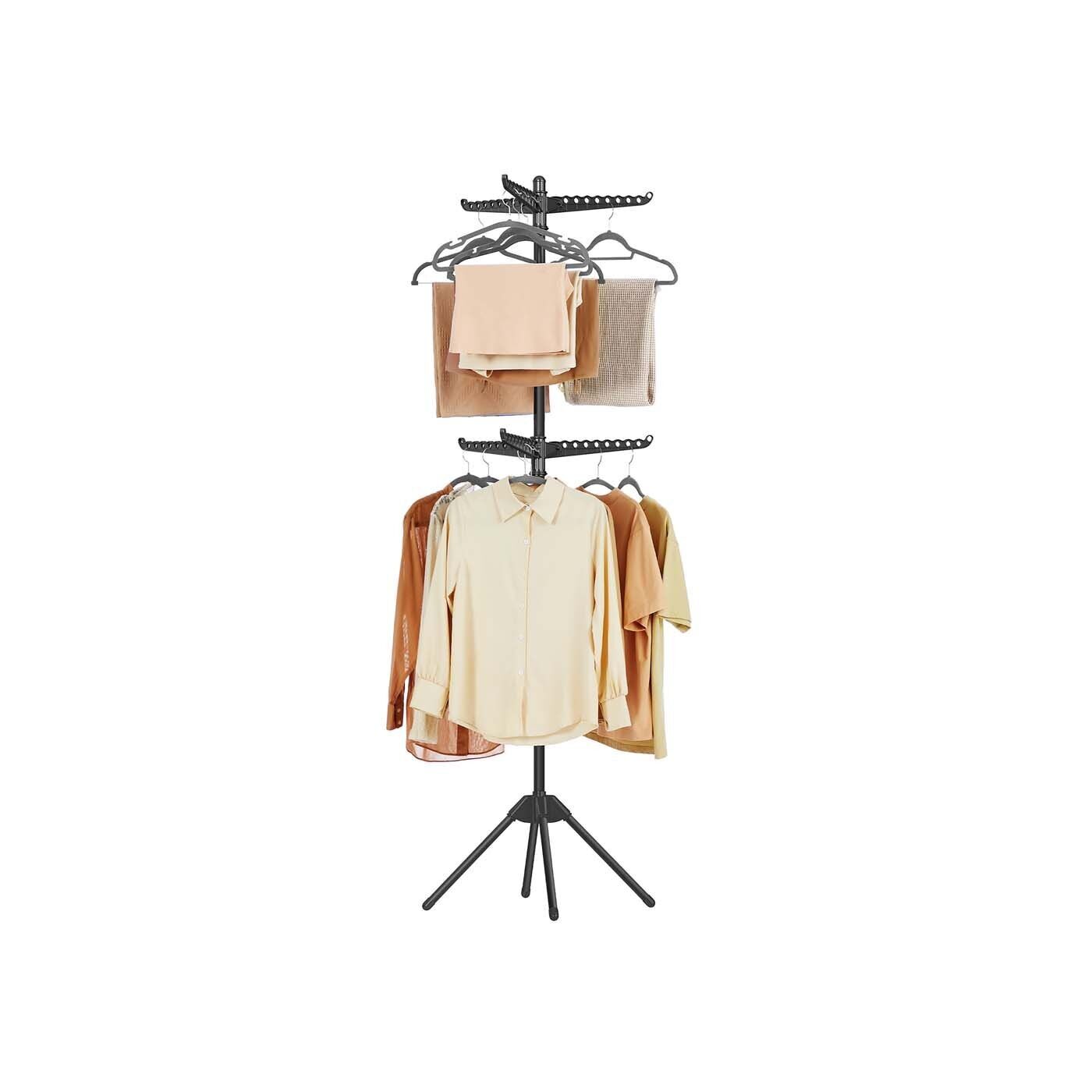 Appendiabiti pieghevole con 6 bracci rotanti, nero - 150 cm