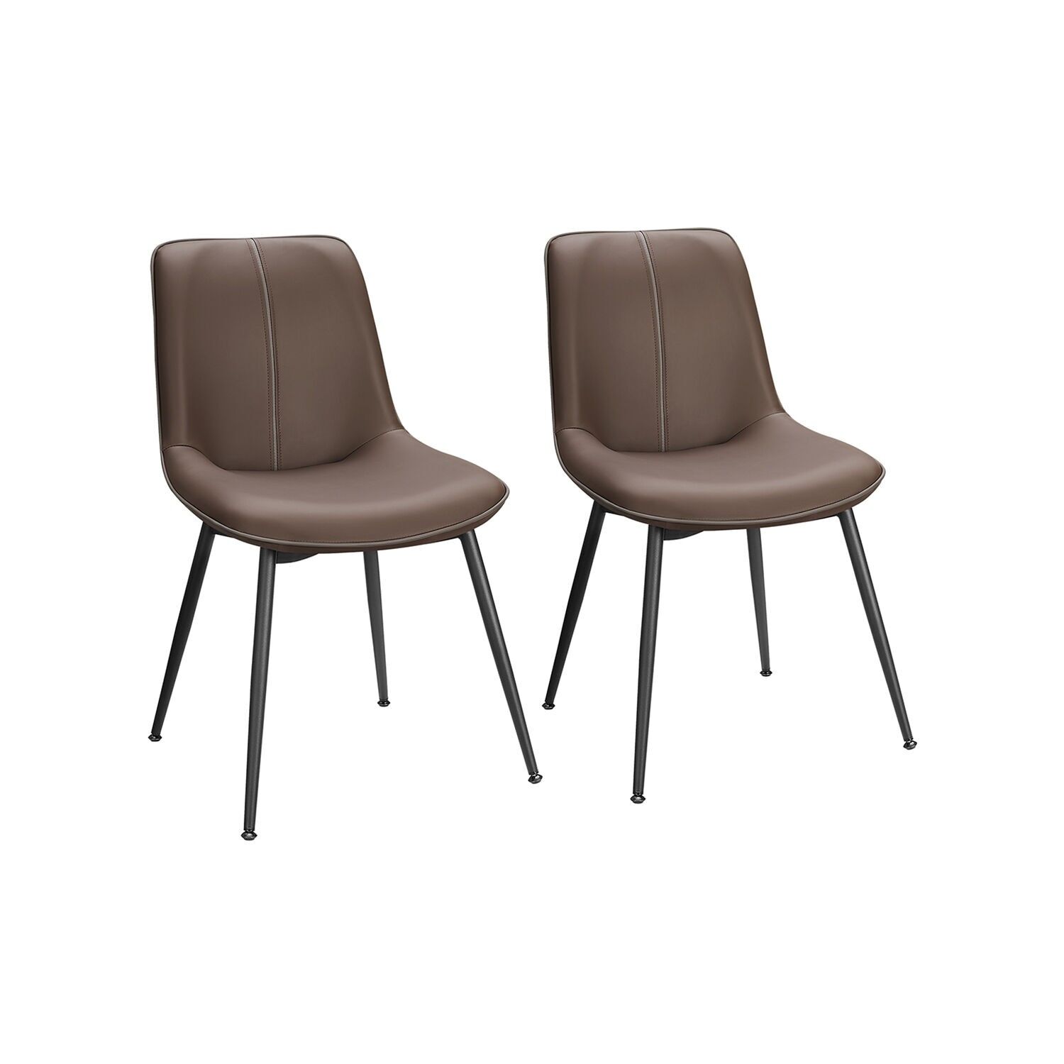 Set di 2 sedie da pranzo con schienale in pelle, marrone - 56 x 50,3 x 81 cm