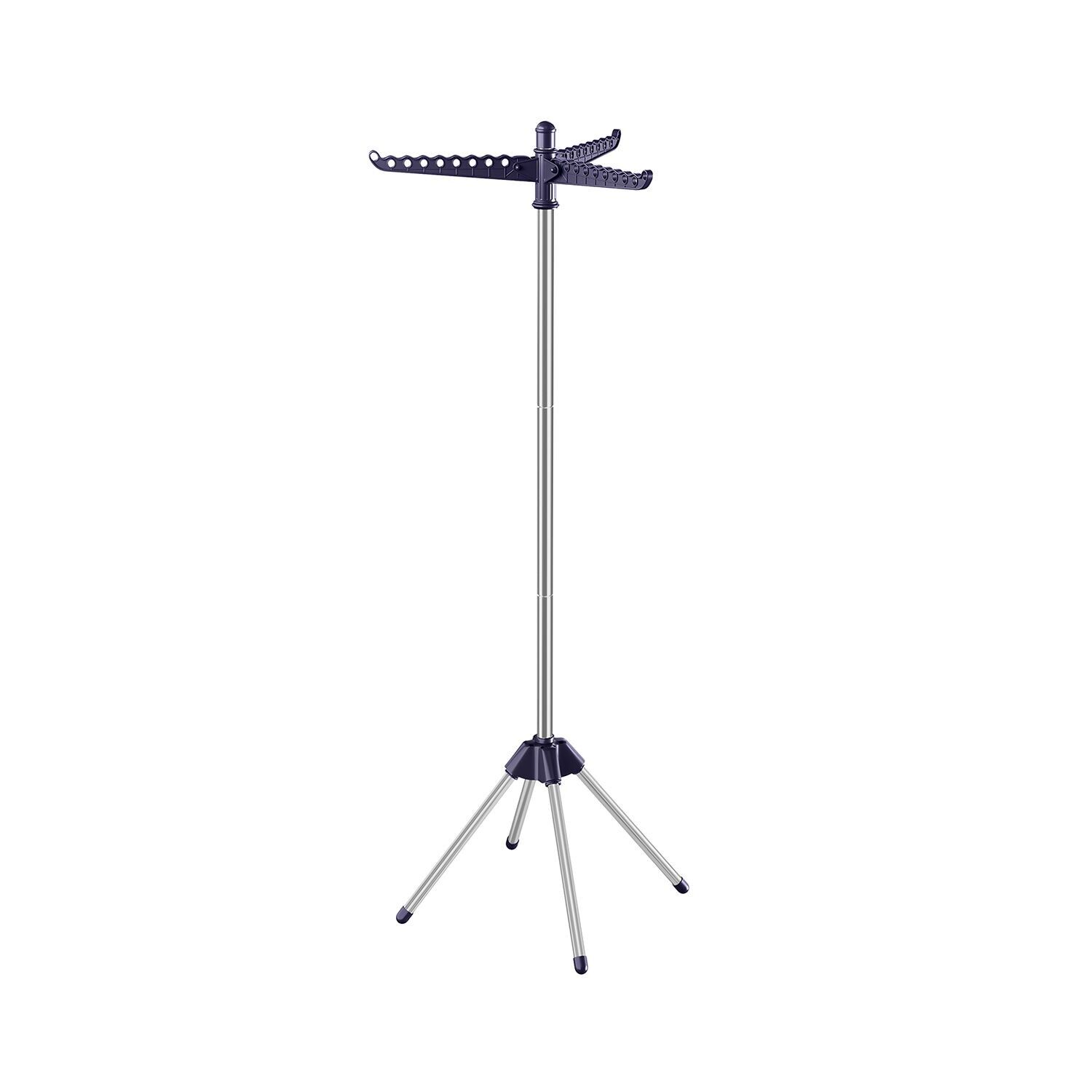 Appendiabiti con 3 bracci rotanti e 4 gambe blu-argento - 150 cm