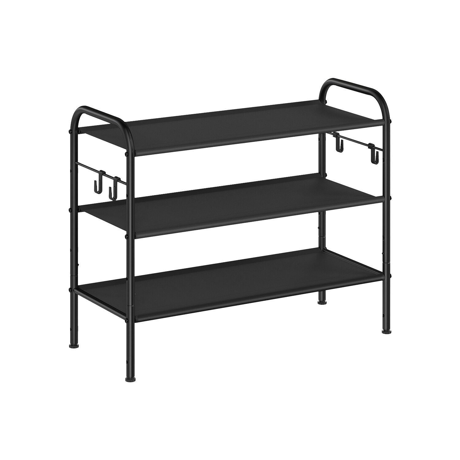 Scarpiera a 3 ripiani per 12 paia di scarpe in nero - 28 x 68 x 53 cm