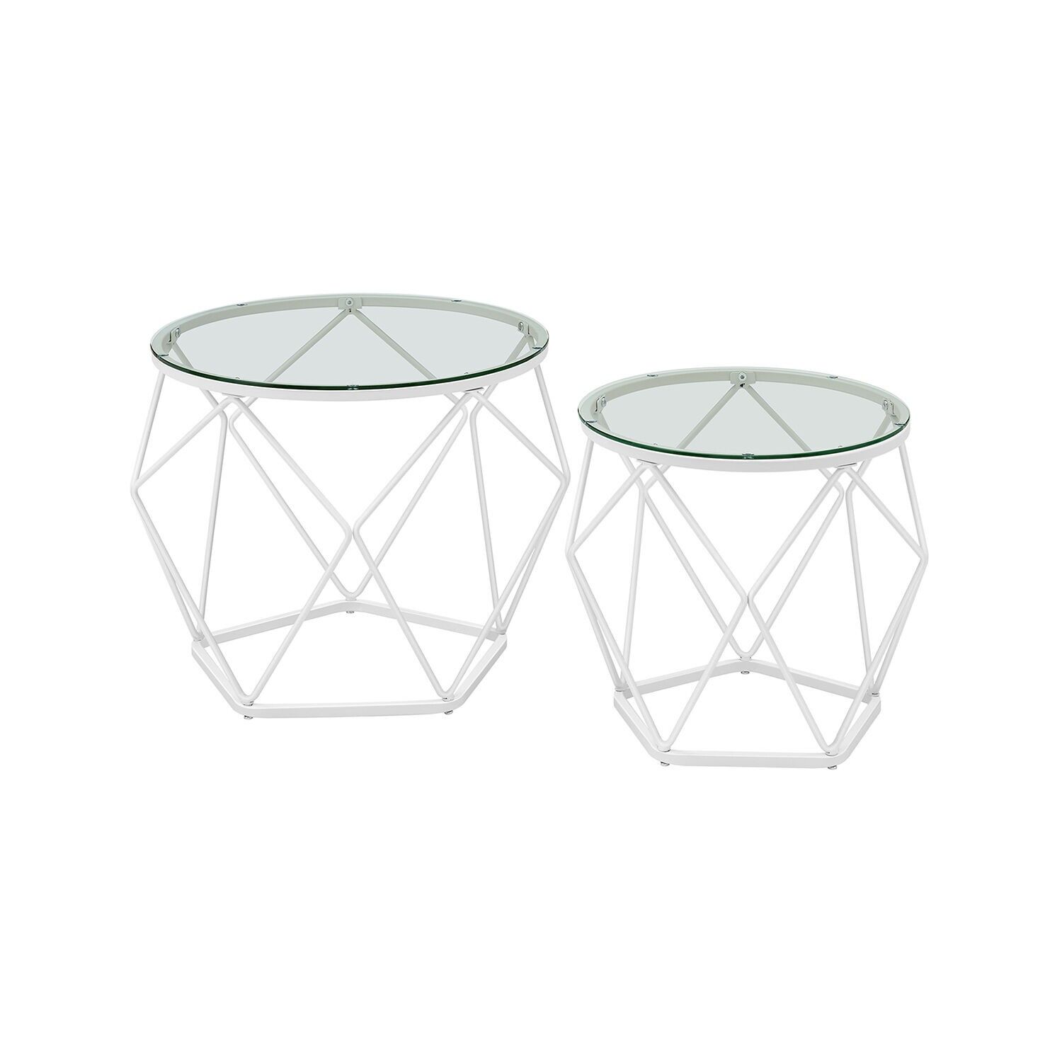 Set di 2 mobili moderni per soggiorno, trasparenti, bianchi - 50 x 40 cm