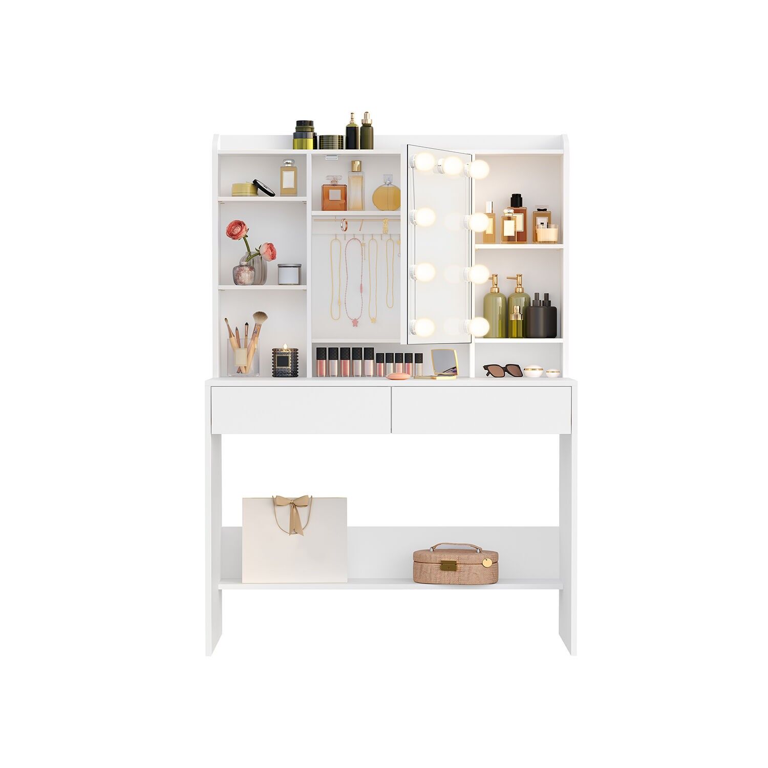 Moderna toletta con specchio e cassetto - 40 x 90 x 144,7 cm