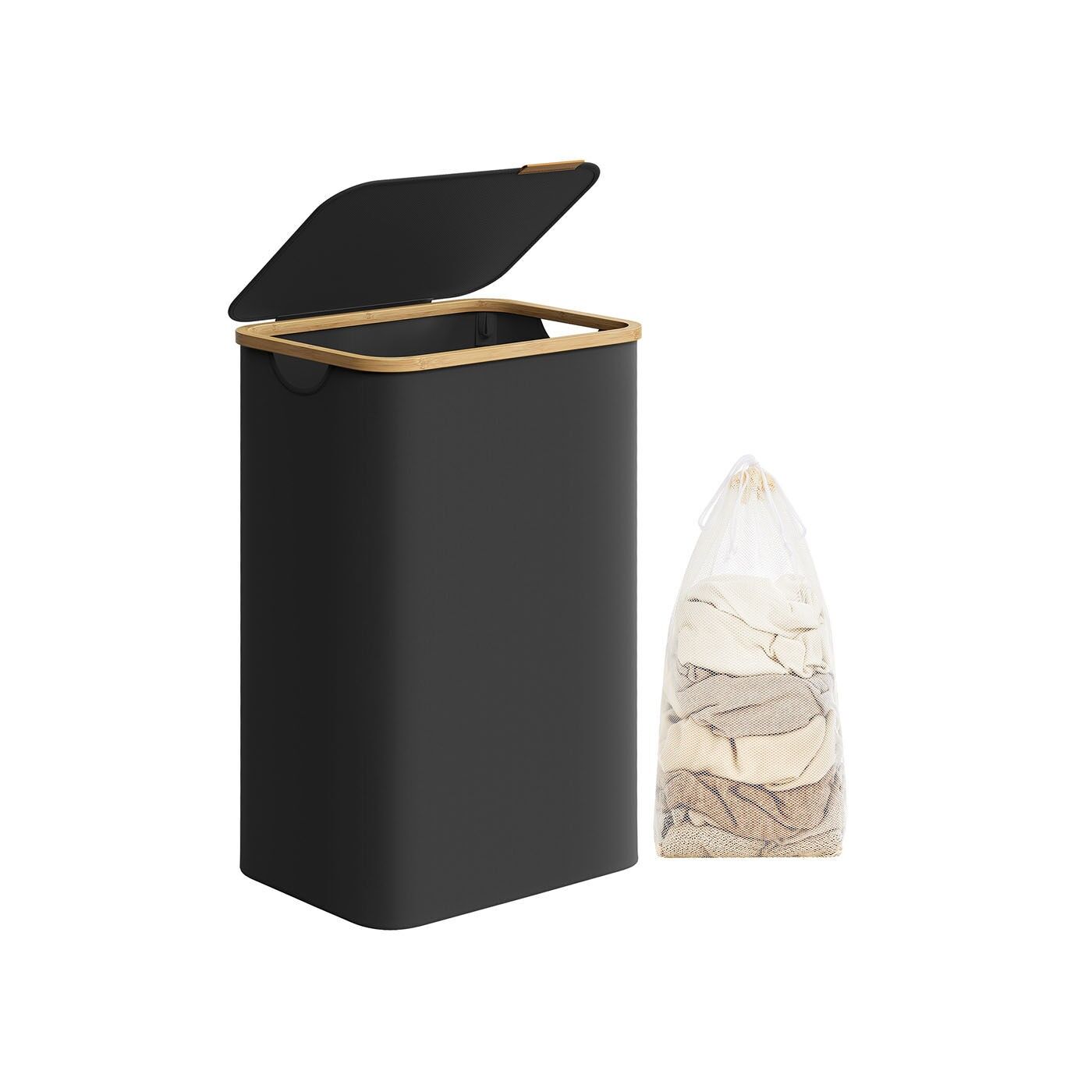 Cesto portabiancheria da 90 litri con sacco portabiancheria nero - 42 x 32 x 70,5 cm