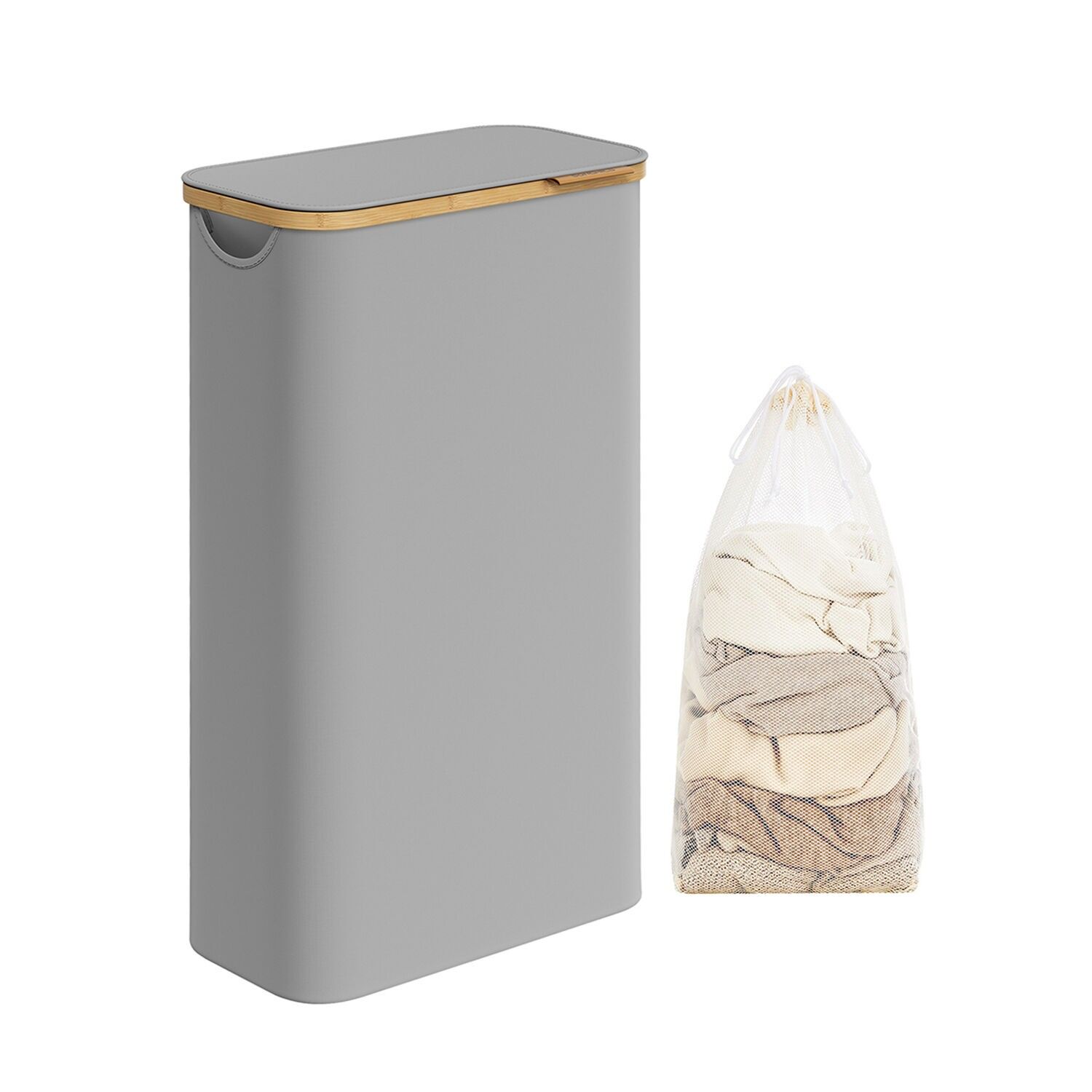 Cesto portabiancheria 60 litri con coperchio grigio