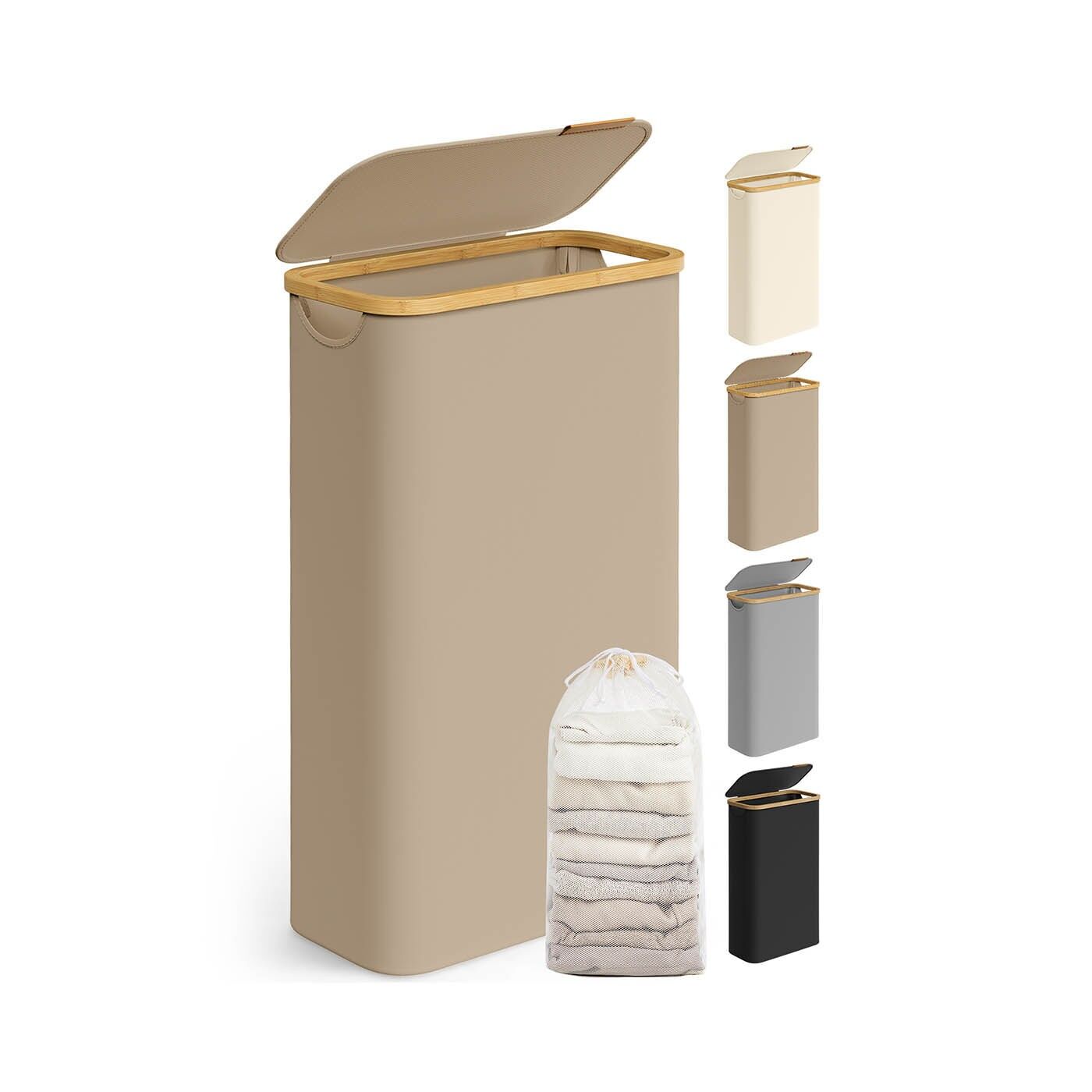 Cesto portabiancheria 65 L con coperchio 150 L 42 x 22,5 x 70,5 cm cammello