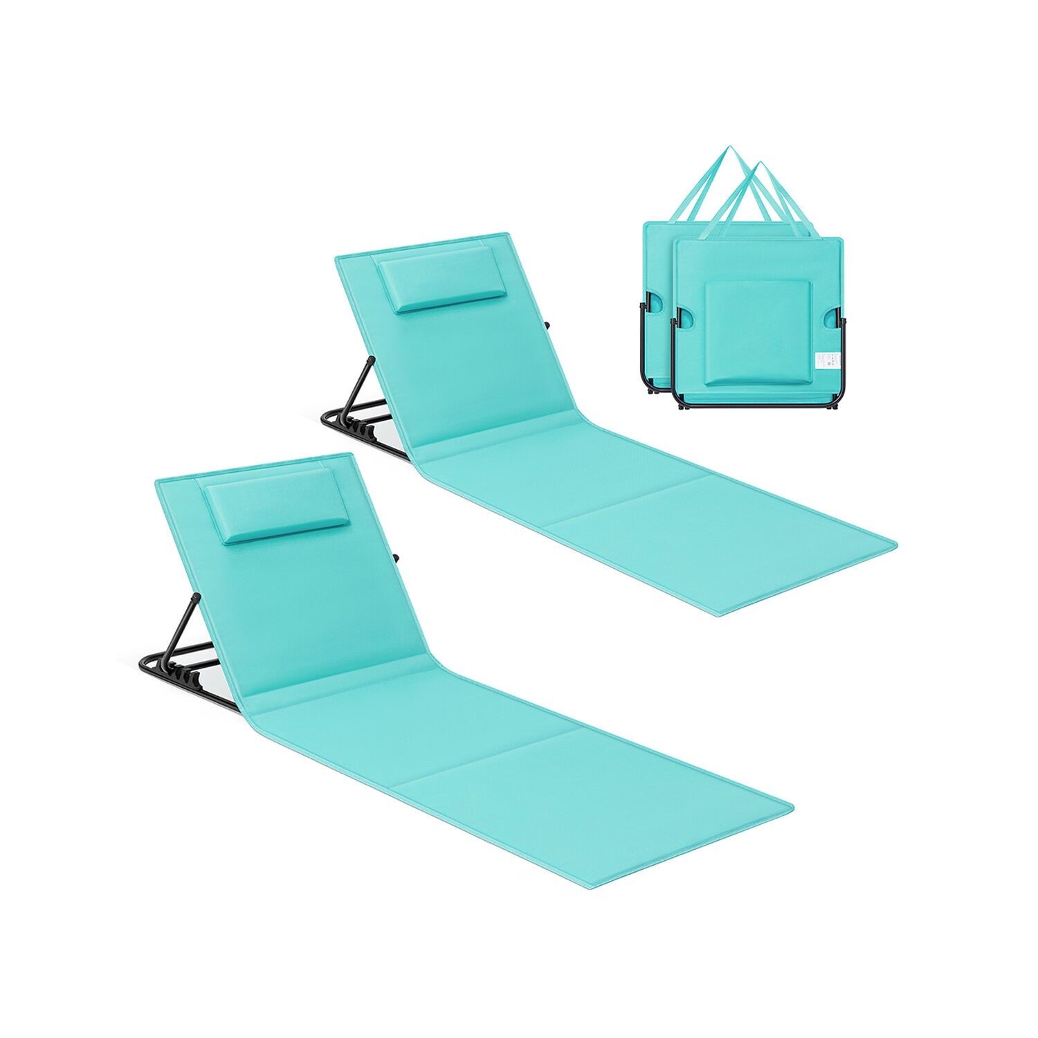 Set di 2 sedie da spiaggia con cinghie posteriori regolabili - 158 x 55 cm