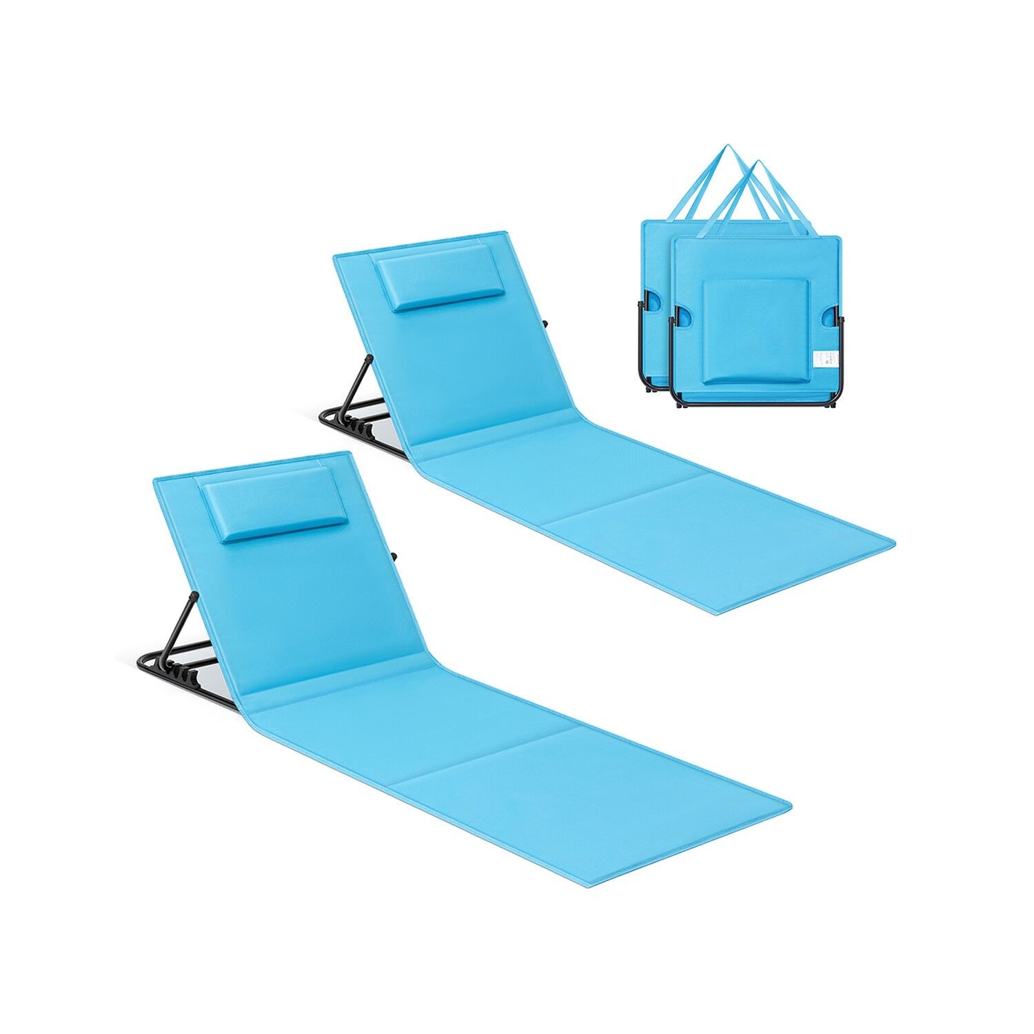 Set di 2 sedie da spiaggia con cinghie posteriori regolabili - 158 x 55 cm, 2 pezzi.