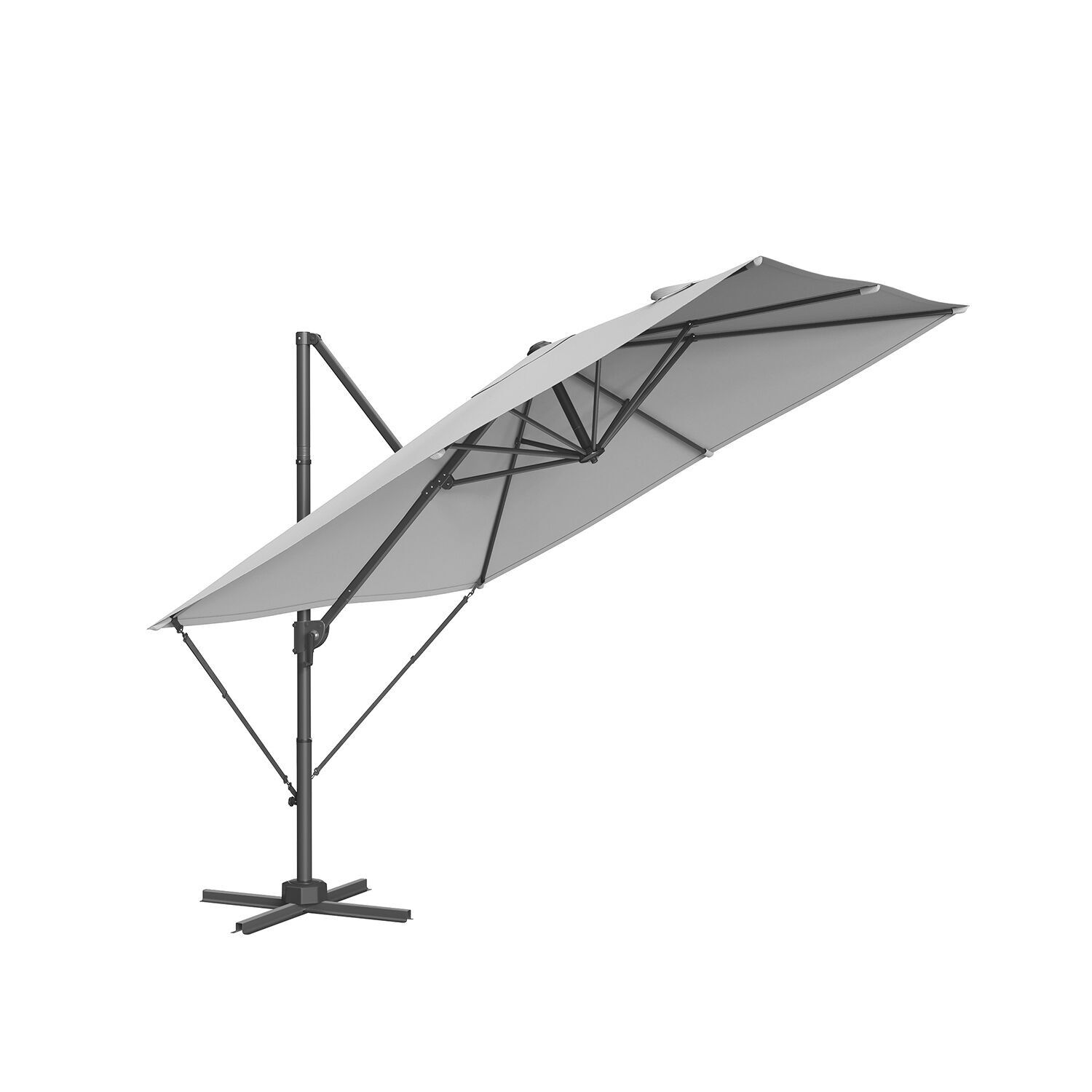 Ombrellone con manovella e base a croce, tortora - 270 x 270 cm