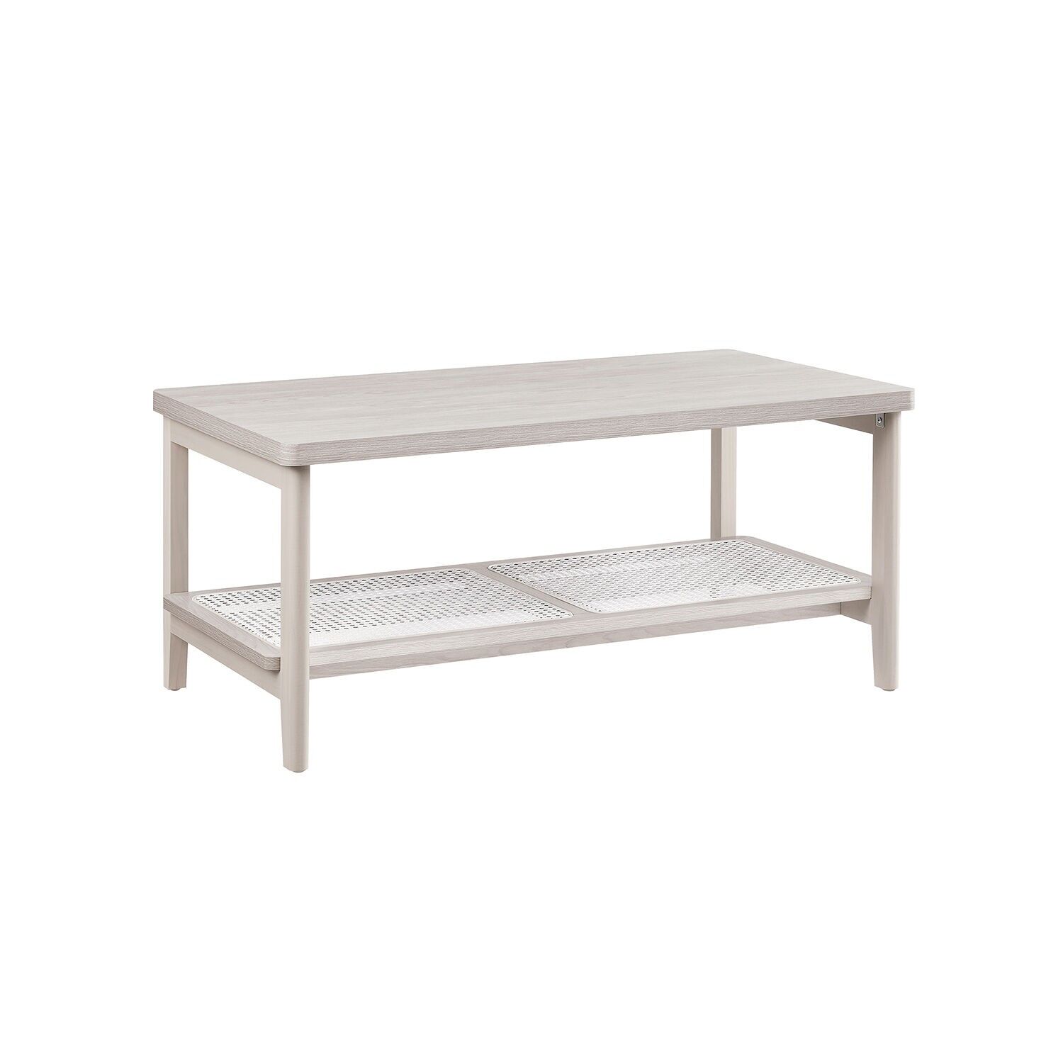 Tavolino da caffè a 2 ripiani con angoli arrotondati - 55 x 100 x 45 cm