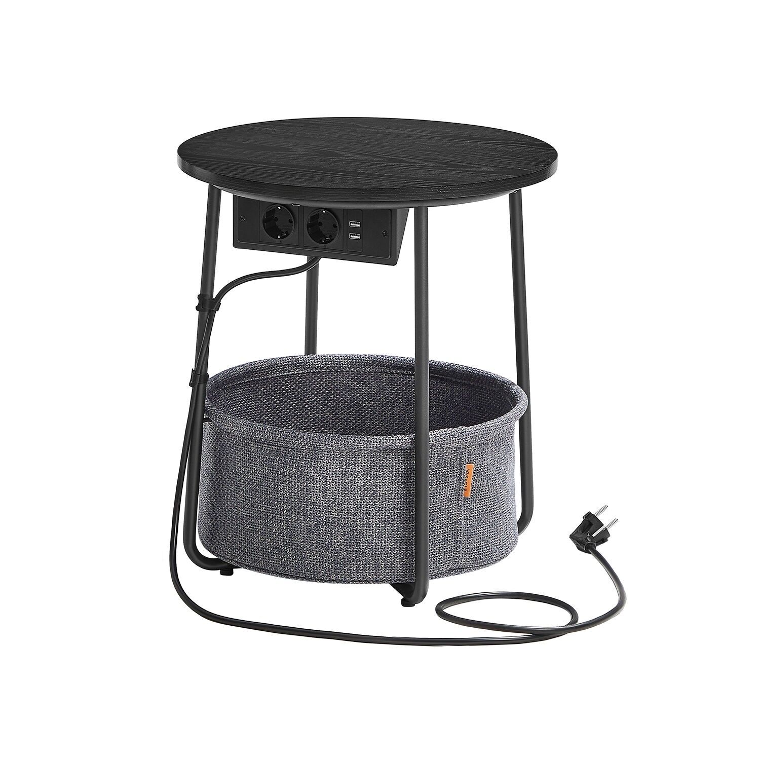 Bellissimo mobiletto con cassetto e presa elettrica in nero e grigio ardesia - 45 x 50 cm