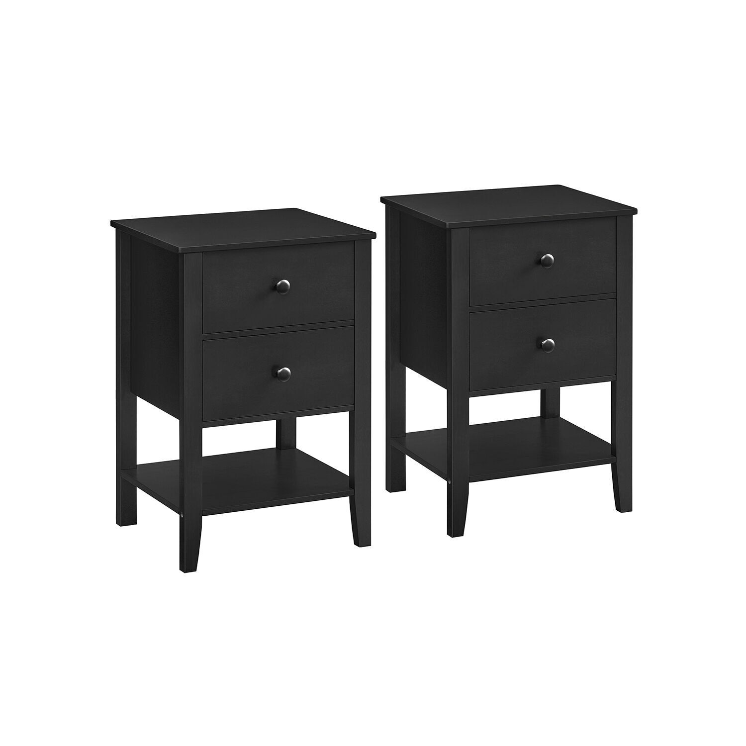 Set di 2 comodini con 2 lenzuola in nero tinto - 35 x 40 x 60 cm