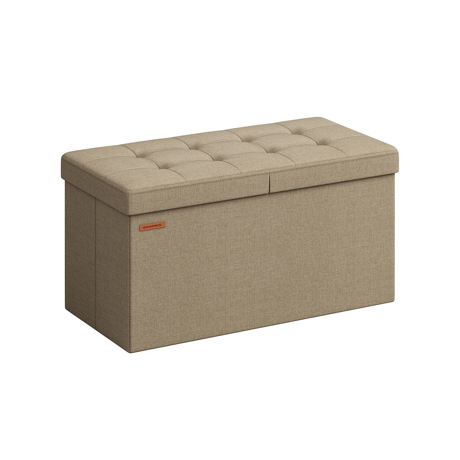 Panca con spazio contenitore 38 x 76 x 38 cm marrone cammello