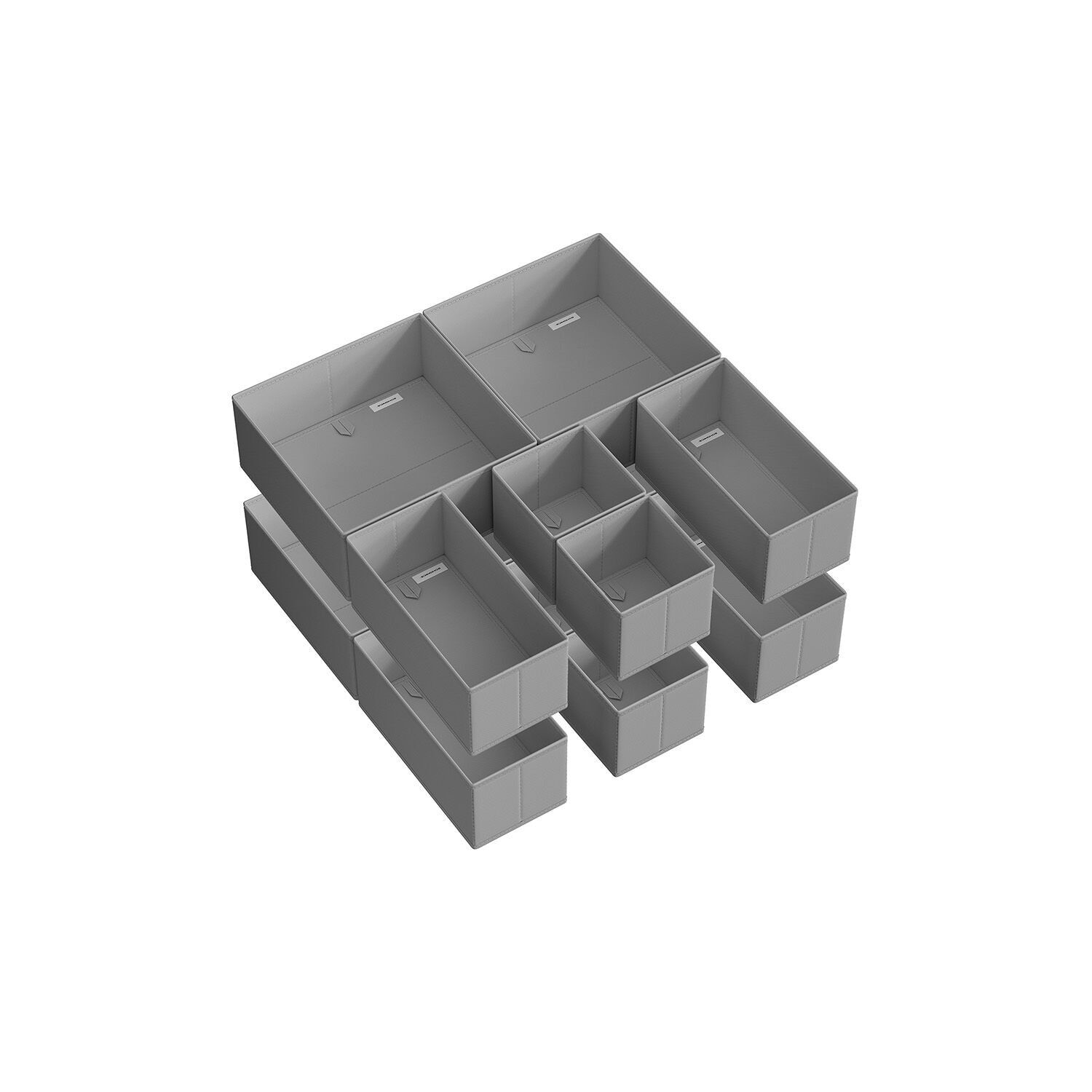 Set di 12 cassettiere, grigio tortora - 28 x 28 x 13 cm
