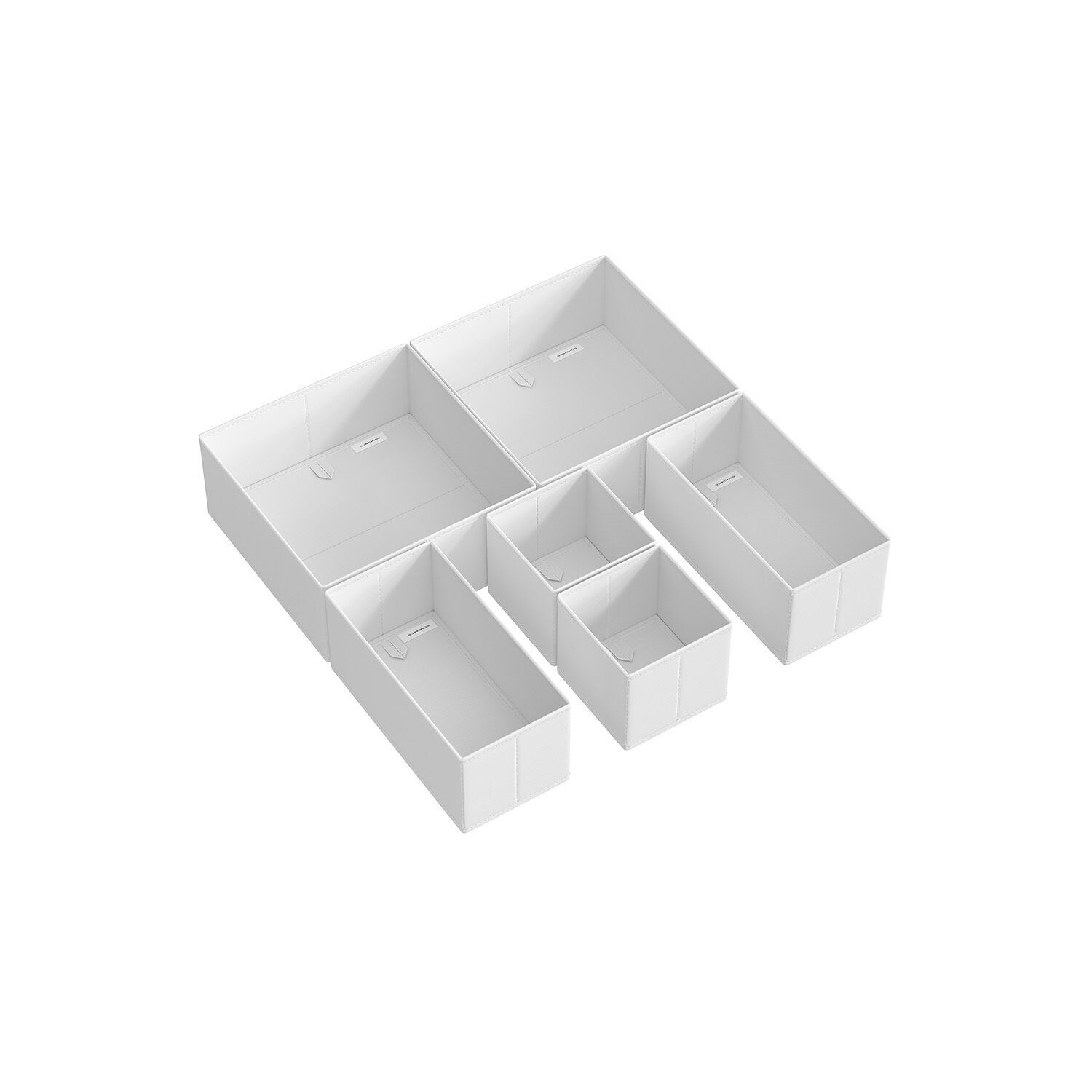 Set di 6 contenitori per cassetti, bianco nuvola - 28 x 28 x 13 cm