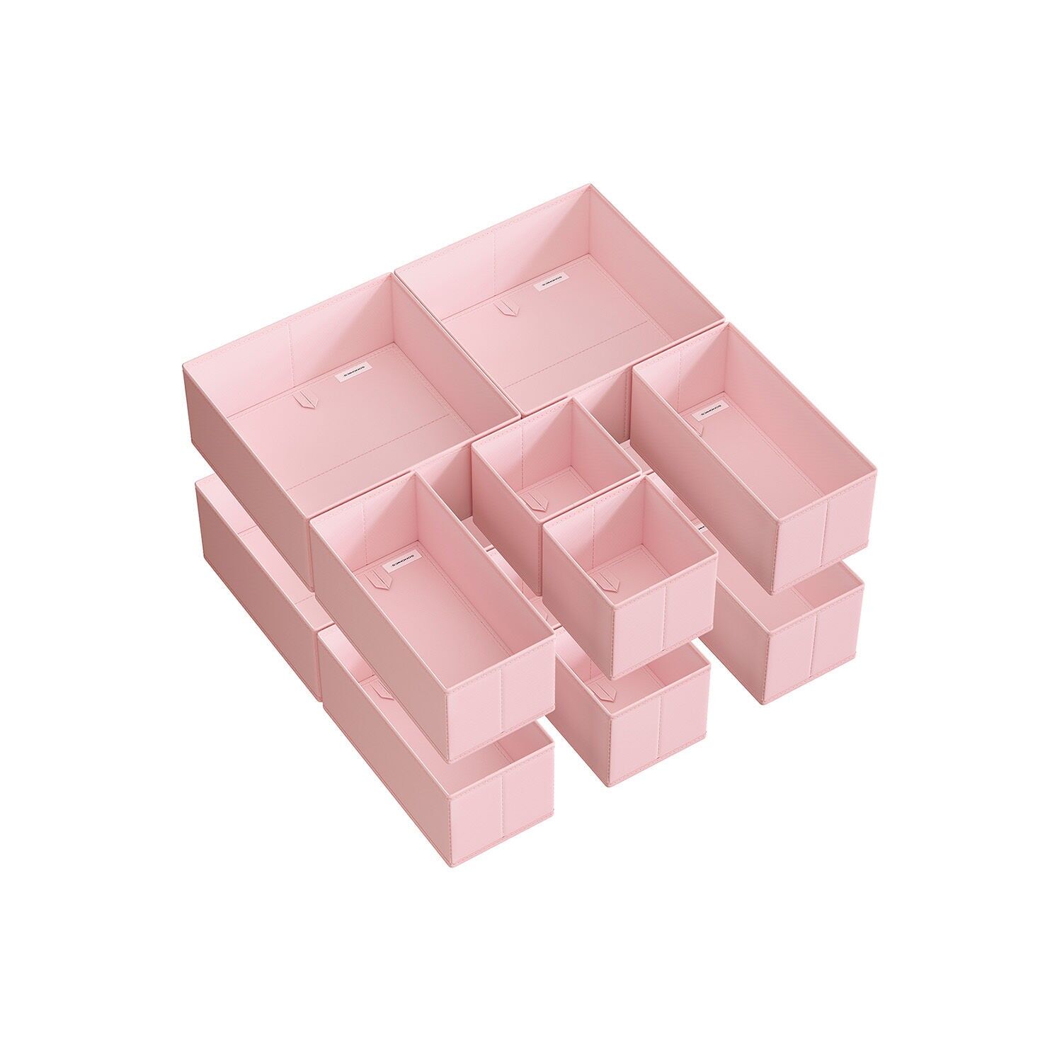 Scatola con cassetto, set da 12, rosa pastello - 28 x 28 x 13 cm