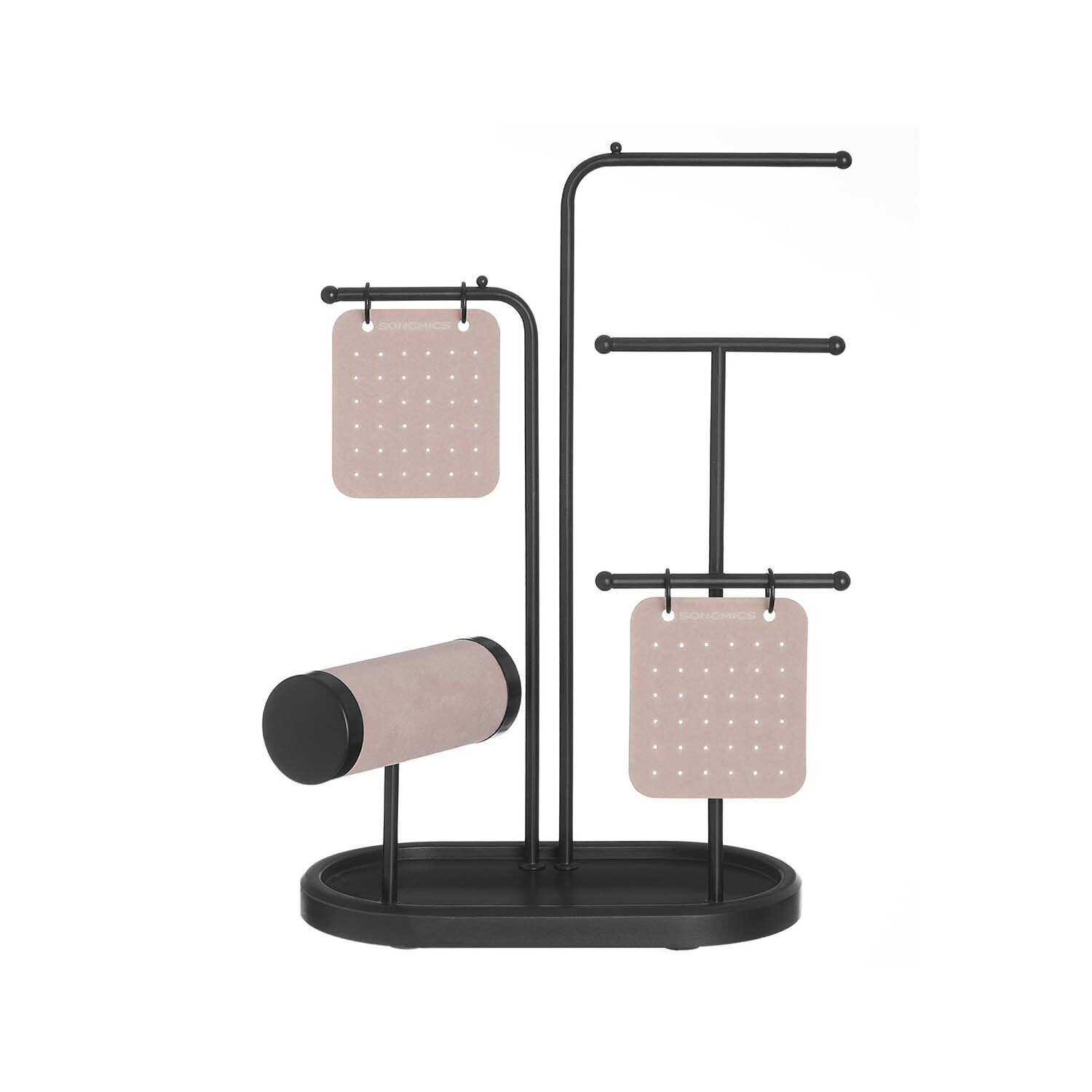 Portagioielli con 4 aste appendiabiti in nero metallizzato - 10,8 x 20,4 x 31,5 cm