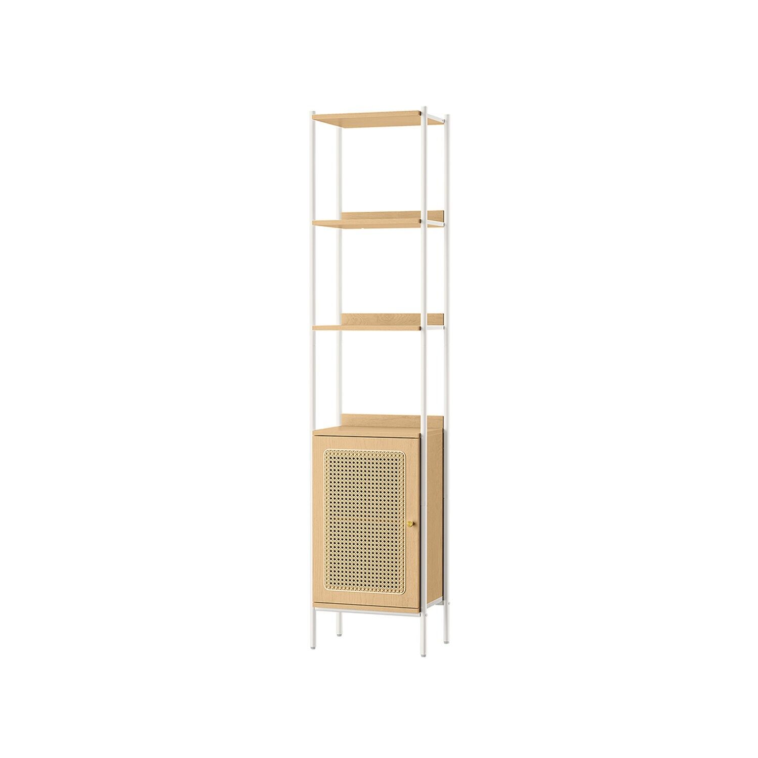 Libreria a 6 ripiani con struttura in metallo, rovere beige e bianco perla – 30 x 40 x 174,7 cm