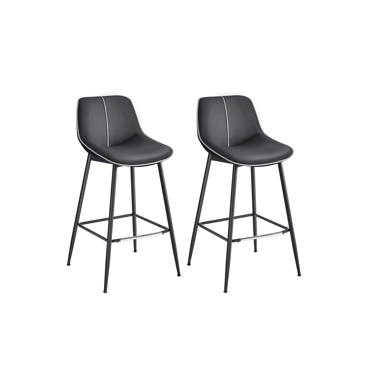 Set di 2 sgabelli da bar, alti 73 cm, verniciati di nero