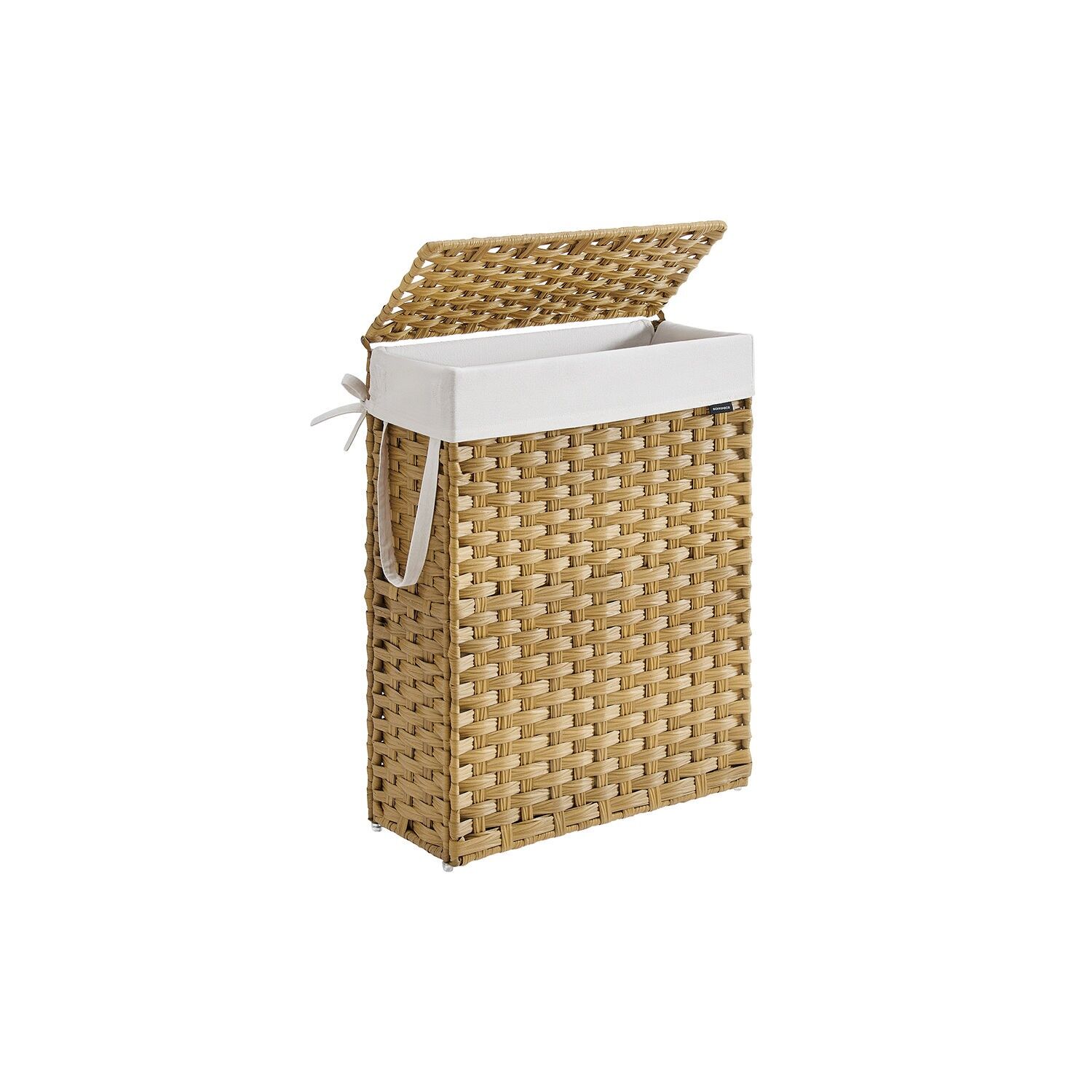 Cesto portabiancheria da 55 L in rattan artificiale - 46 x 20 x 61 cm