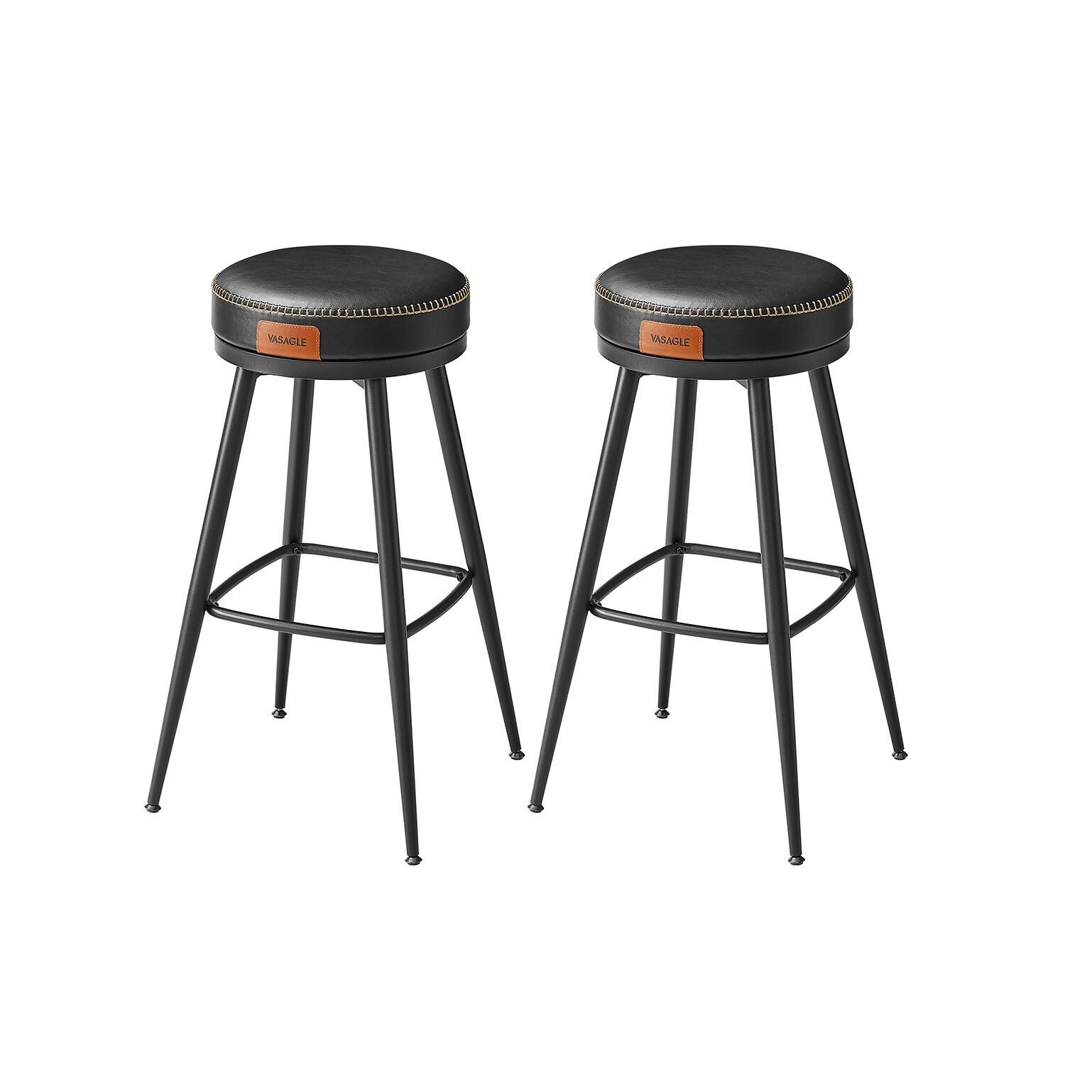 Set di 2 sgabelli da bar, alti 76 cm, verniciati di nero