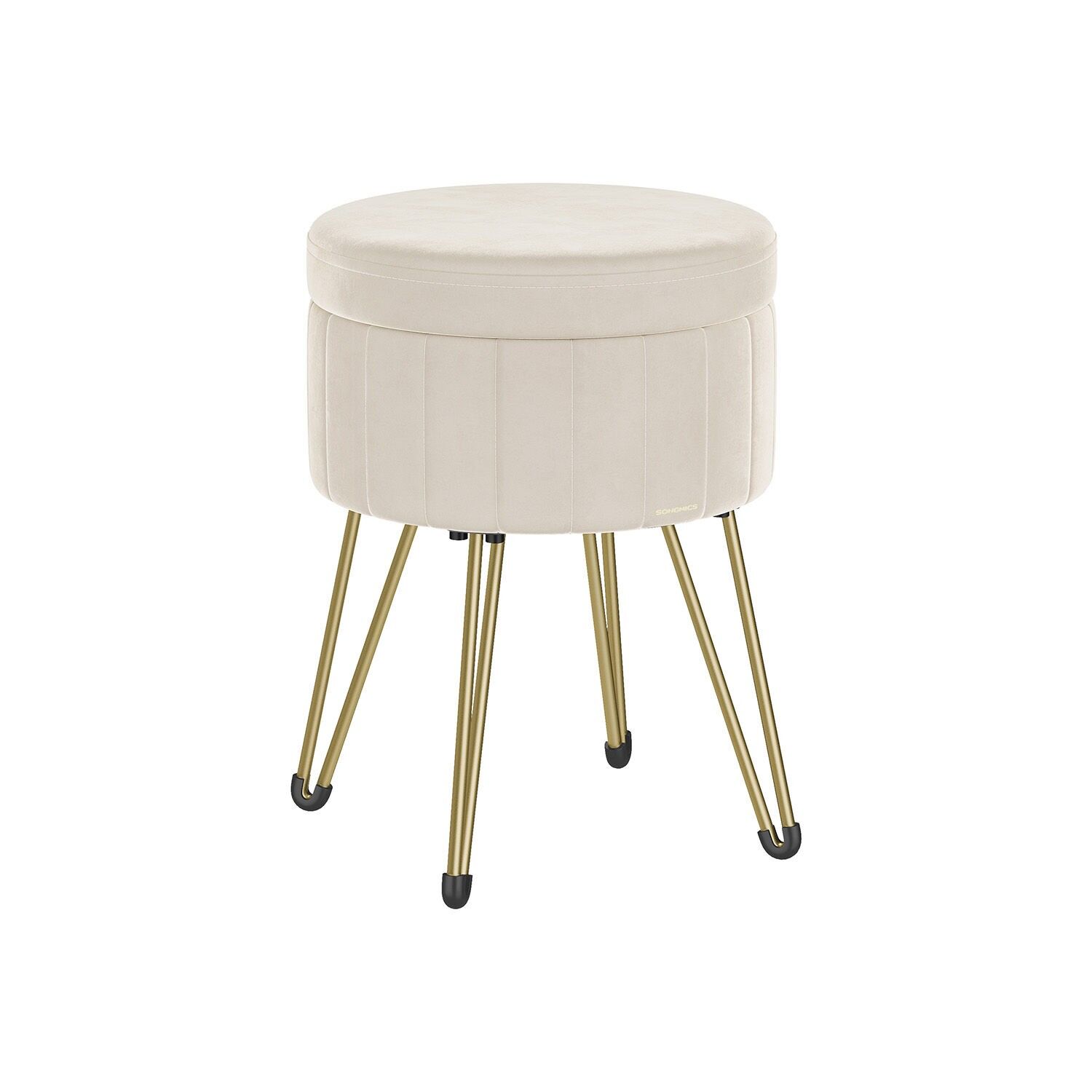 Sgabello con supporto e 4 gambe in metallo bianco crema - 39 cm