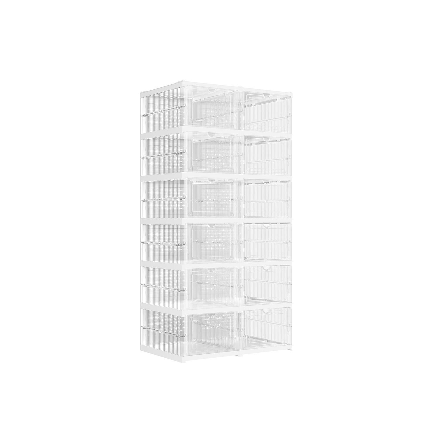 Set di 2 scarpiere con scatole per scarpe trasparenti-bianco nuvola - 35,5 x 25,5 x 105 cm