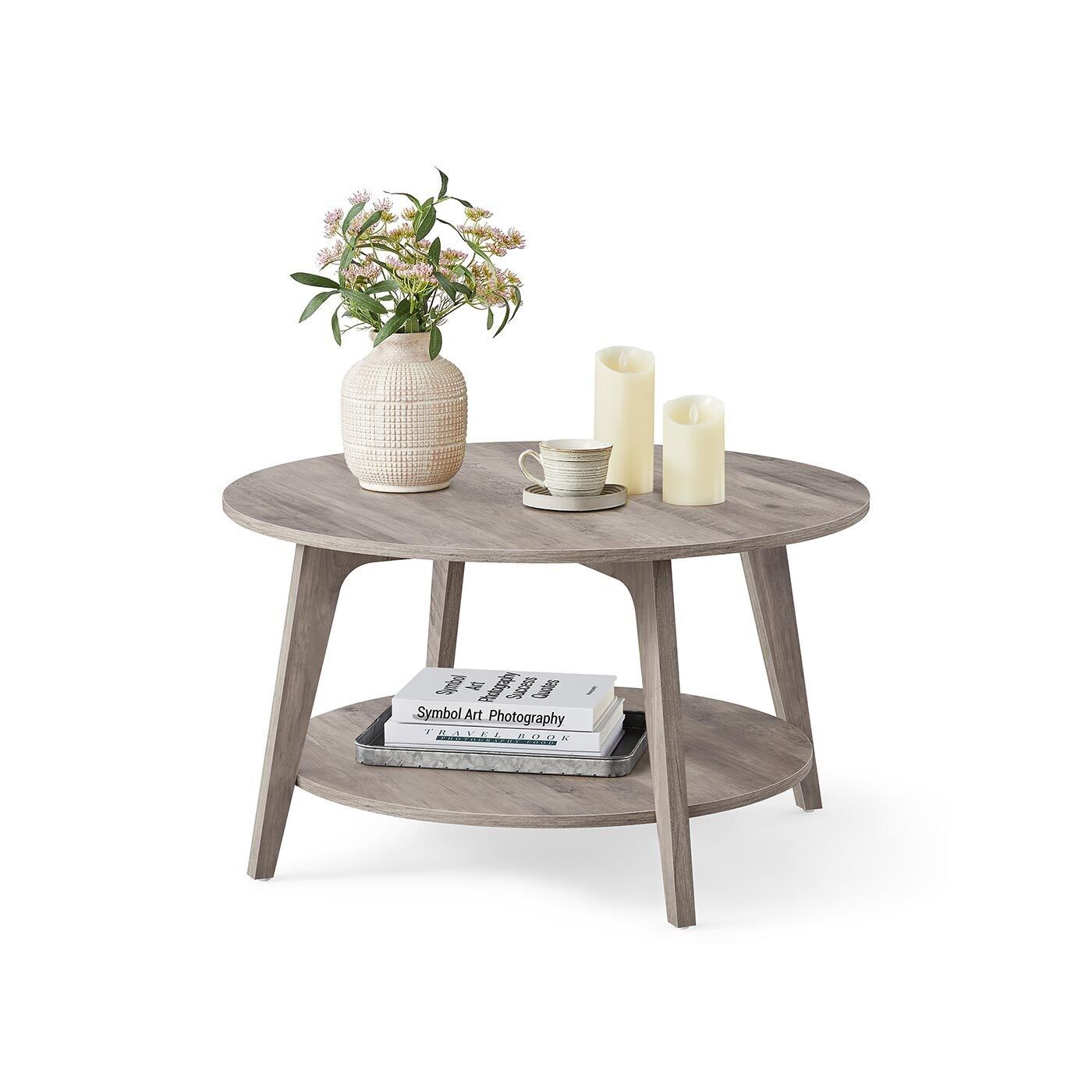 Tavolino da caffè a 2 ripiani, facile da montare - 80 cm