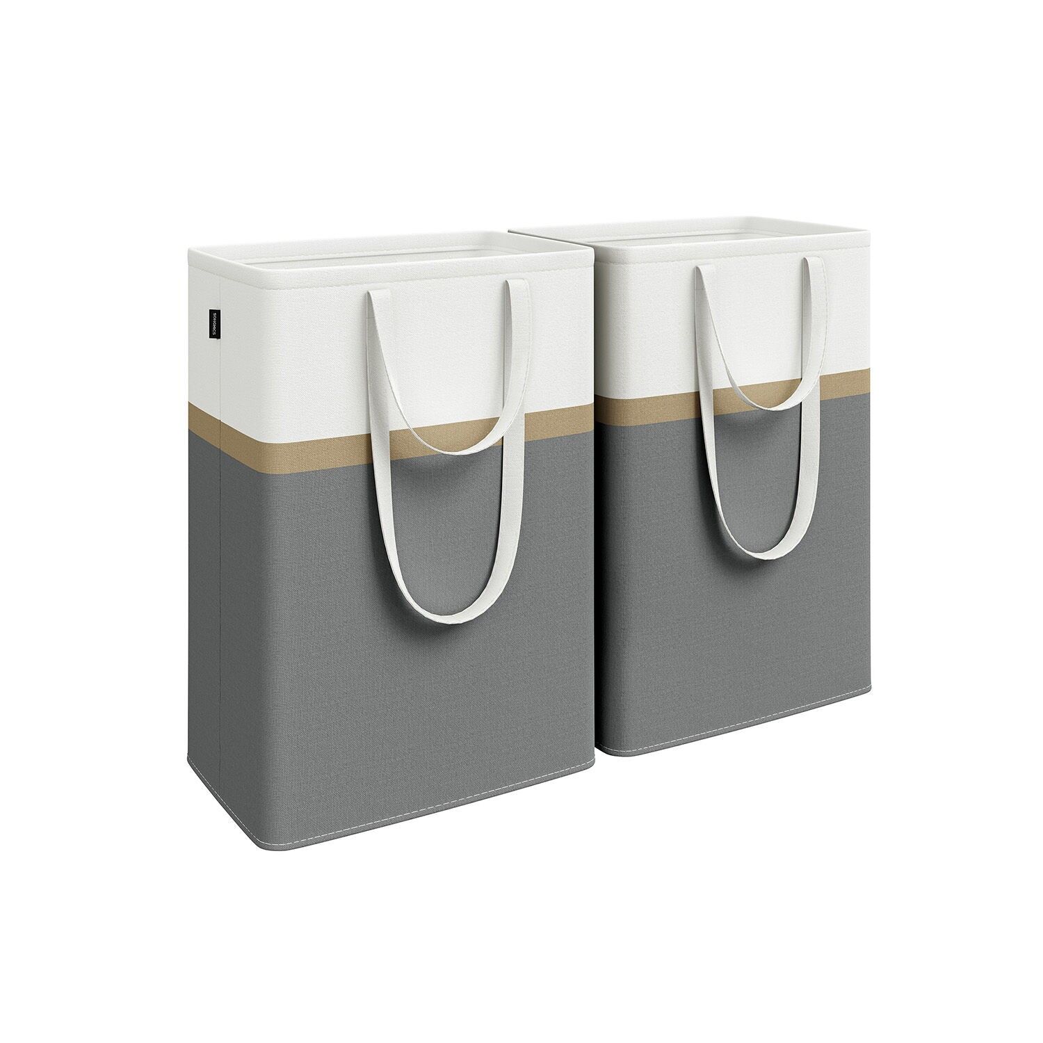 Set di 2 cesti portabiancheria, 75 l, con manico, grigio ardesia - 40 x 30 x 65 cm
