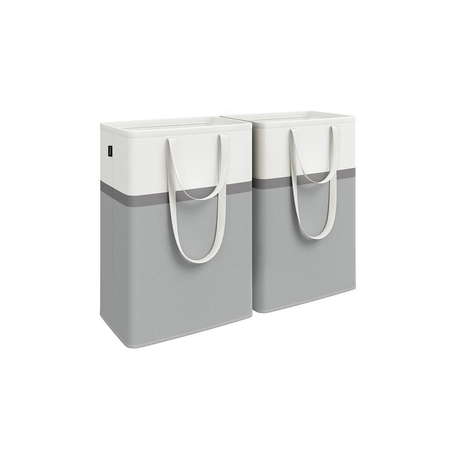 Set di 2 cesti portabiancheria, 75 l, con manico, grigio tortora - 40 x 30 x 65 cm