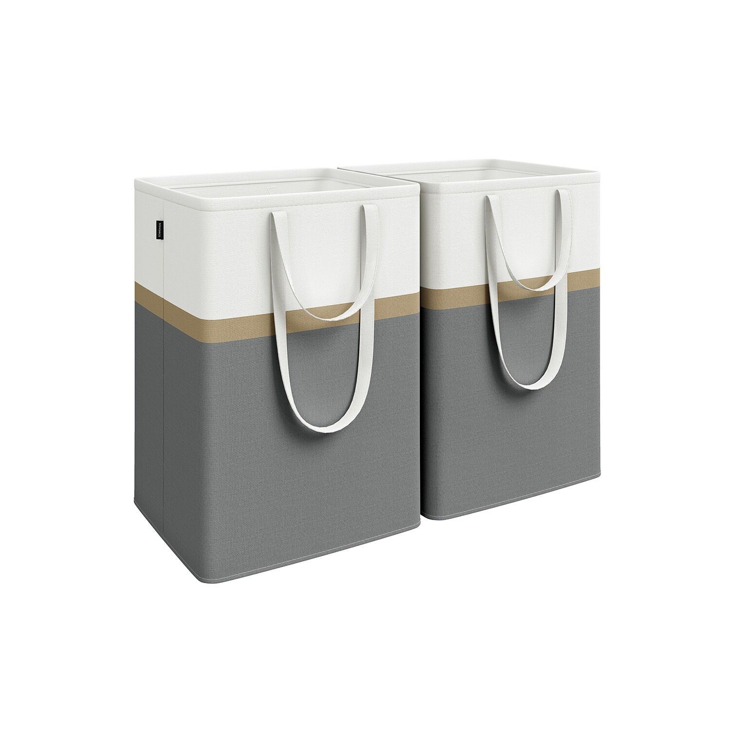 Set di 2 cesti portabiancheria, 110 l con manico, grigio ardesia - 45 x 40 x 65 cm
