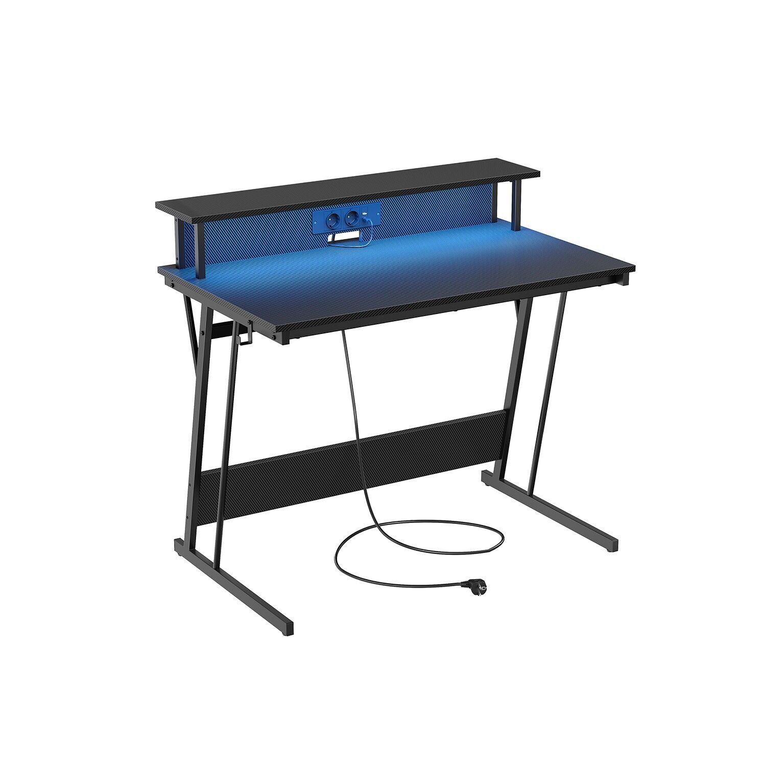 Scrivania con multipresa 60 x 120 x 76 cm rosso nero