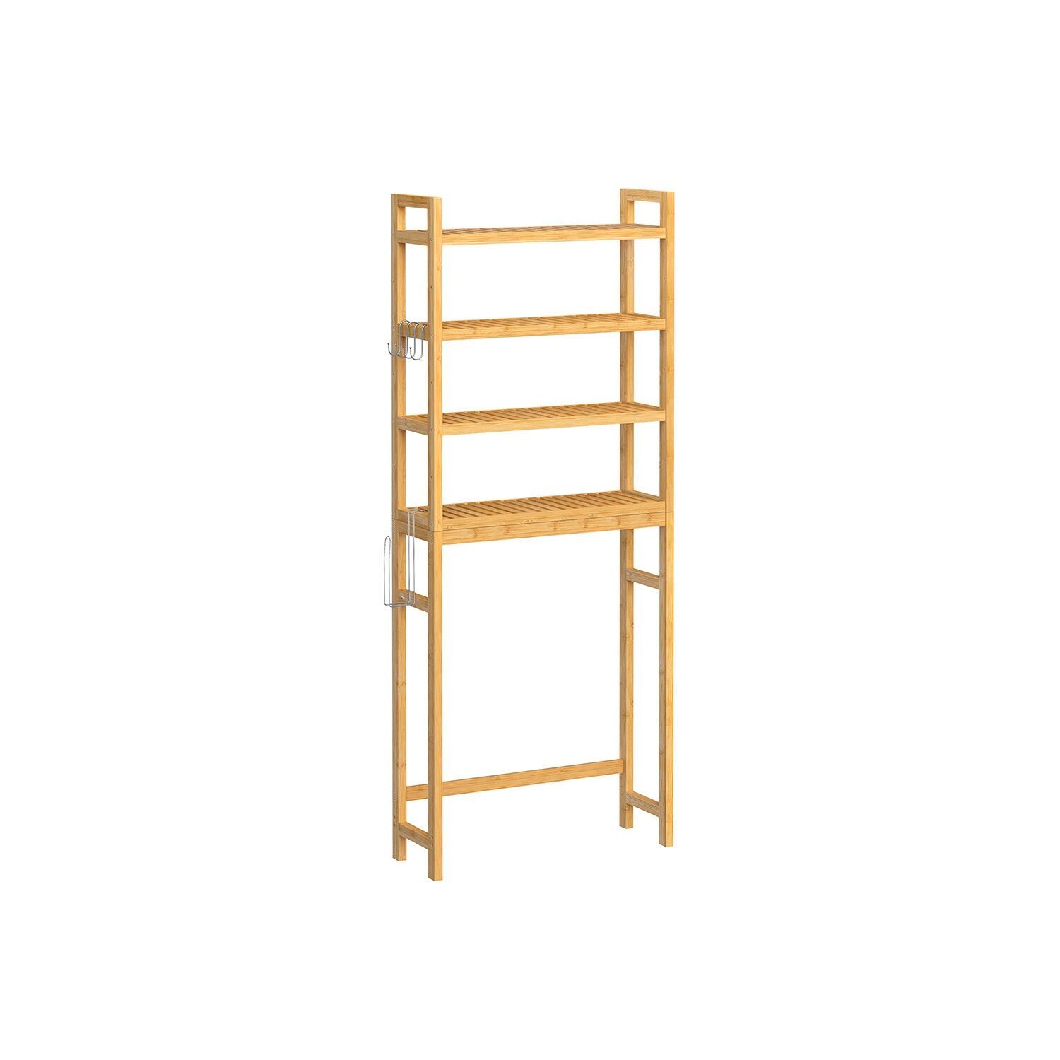 Mobiletto per WC con ripiani regolabili, beige naturale - 26 x 63 x 185 cm