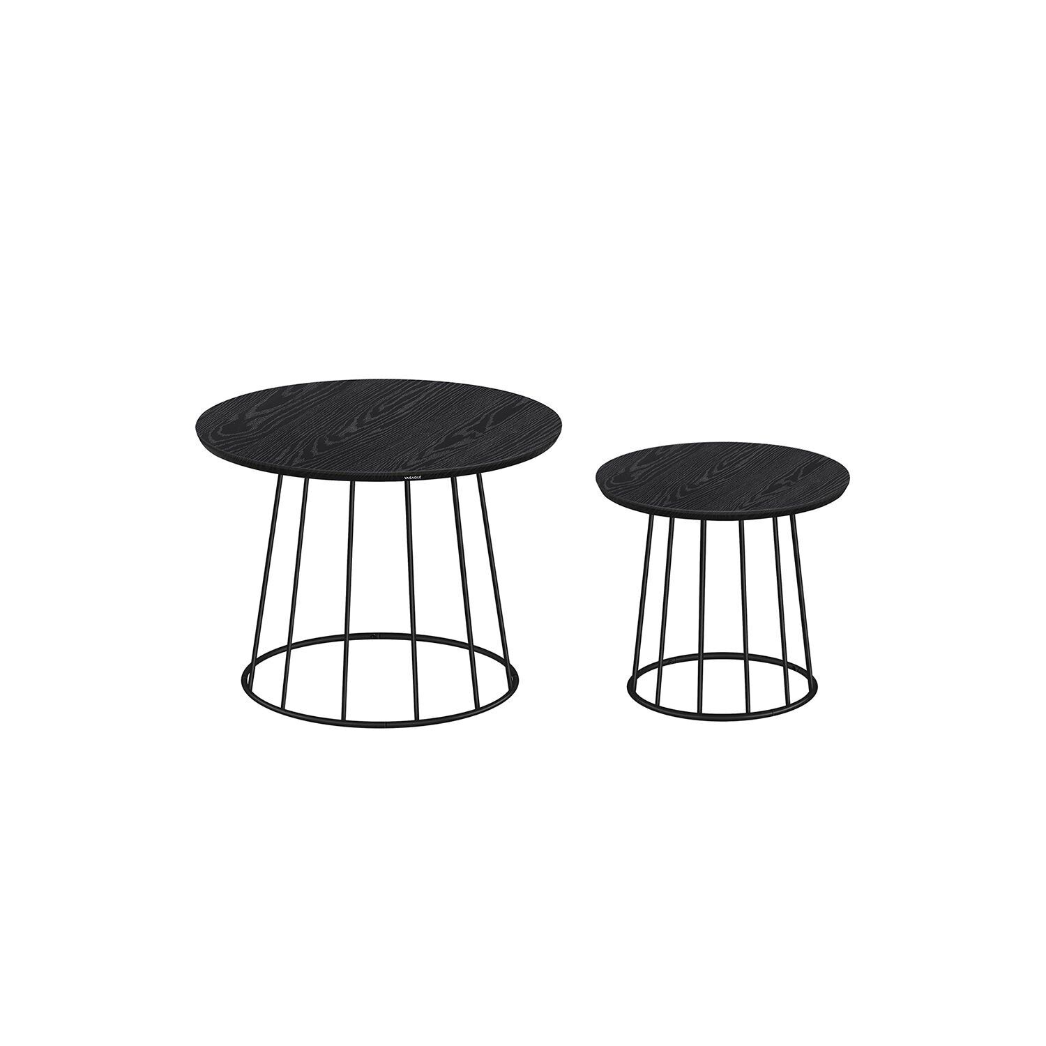 Set di 2 tavolini da caffè in acciaio nero massiccio – 60 cm
