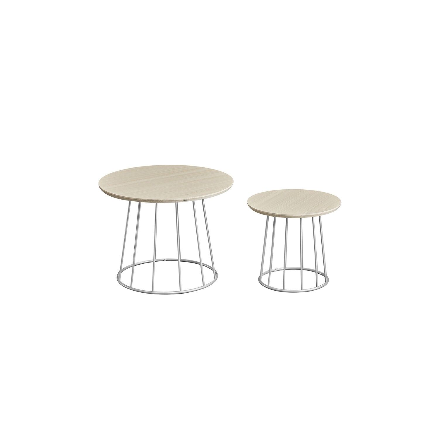Set di 2 tavolini da caffè con struttura in acciaio, beige naturale - 60 cm