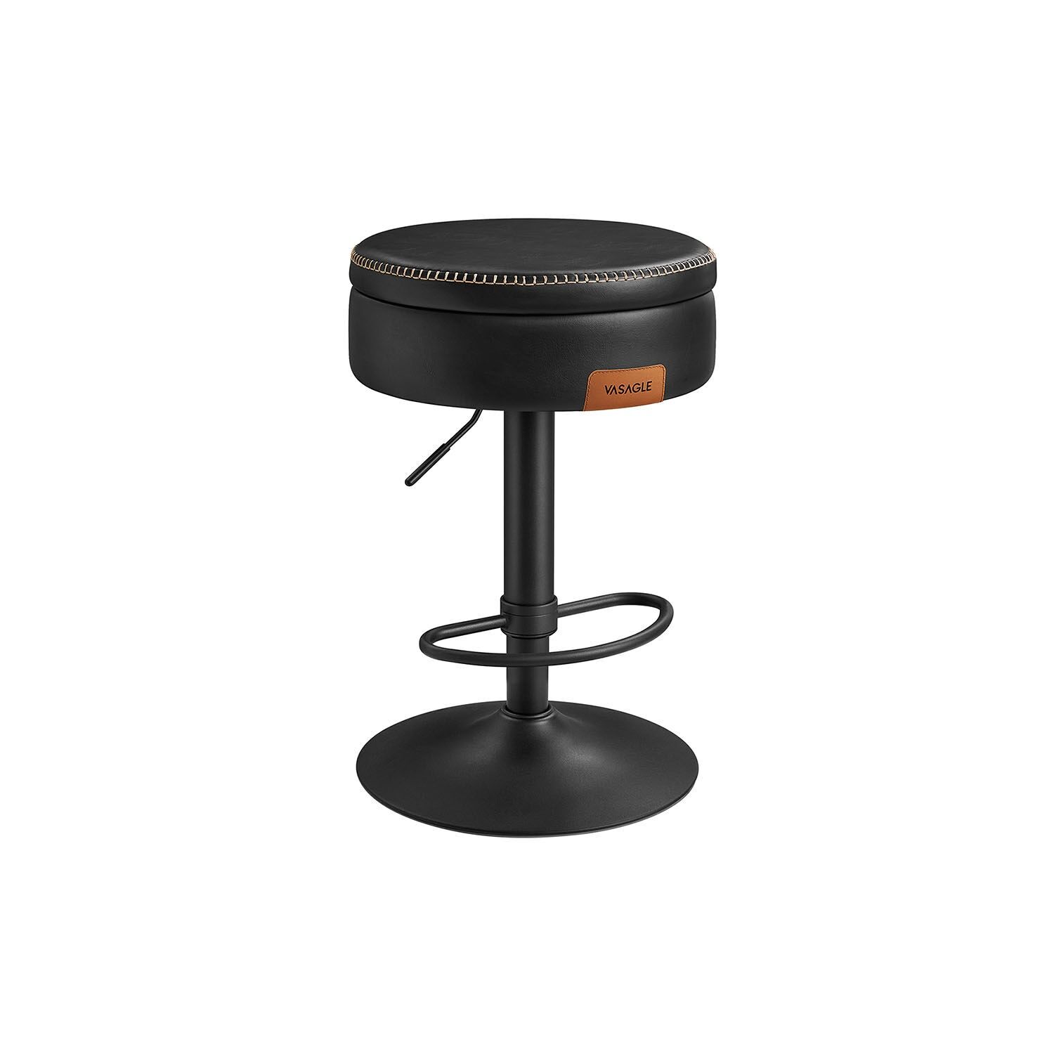 Sgabello da bar girevole con vano portaoggetti in nero tinto - 41 x 41 x 61,5 cm