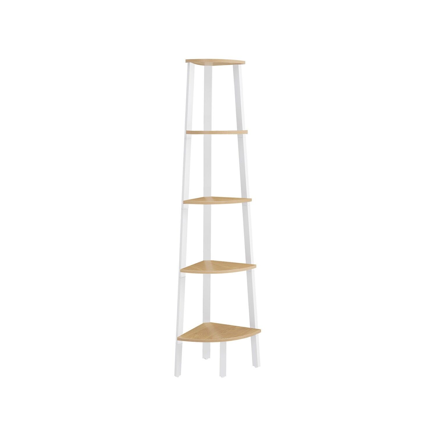 Libreria 5 livelli Rovere Industriale Naturale - Bianco Opaco - 37,2 x 37,2 x 159 cm