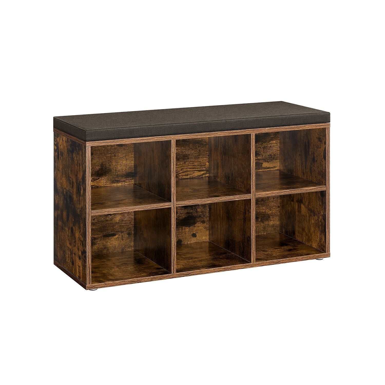 Scarpiera con seduta 30 x 87 x 48 cm marrone-grigio vintage