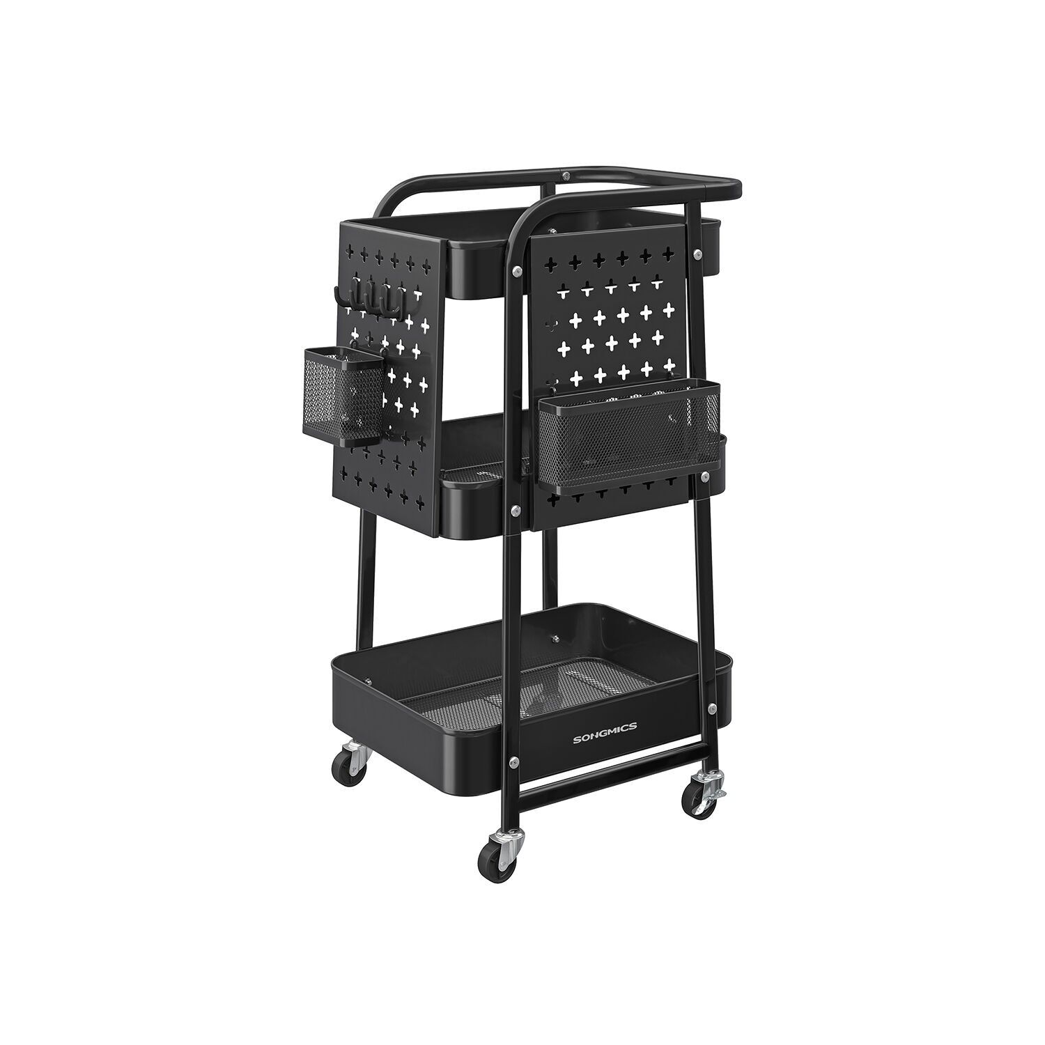 Carrello di servizio, carrello da cucina, tinto nero - 32,3 x 49,4 x 73,9 cm