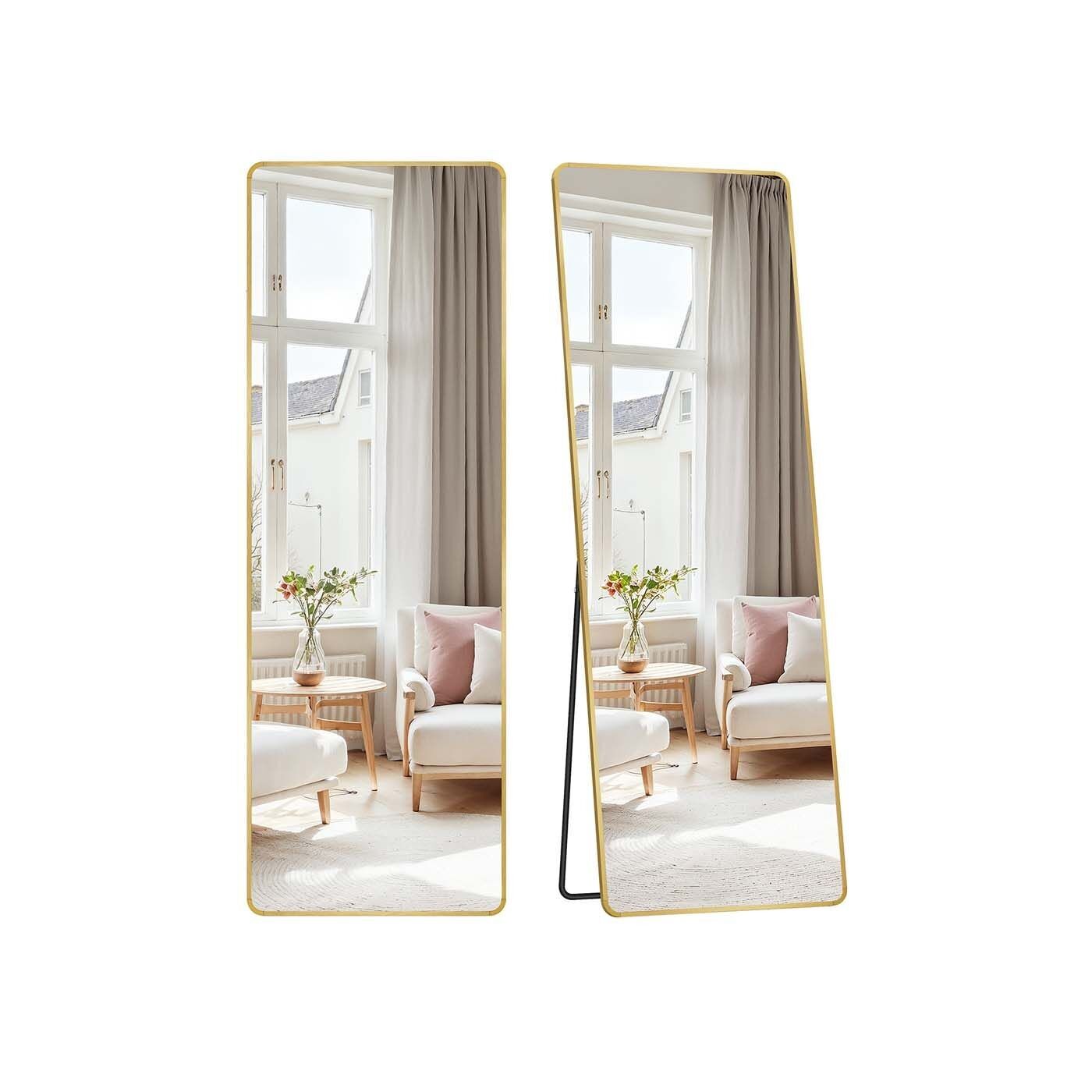 Specchio rettangolare a figura intera 160 x 50 cm oro chiaro