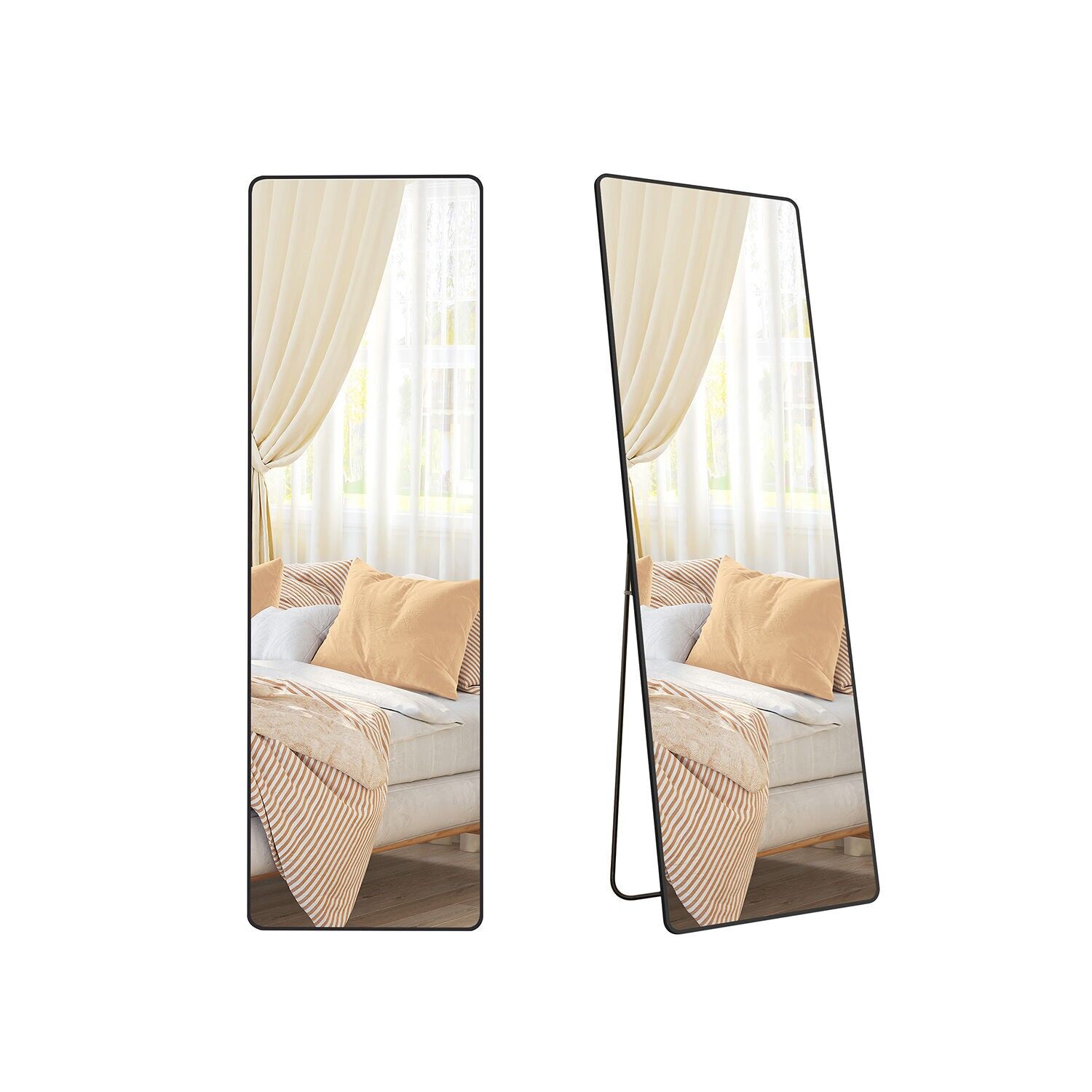 Specchio a figura intera 160 x 50 cm rettangolare tinto nero