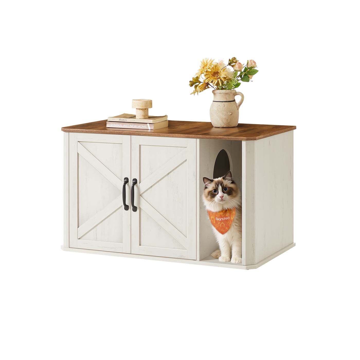 Cuccia per gatti con ingresso principale 85 x 48,5 x 50 cm marrone miele-bianco vintage