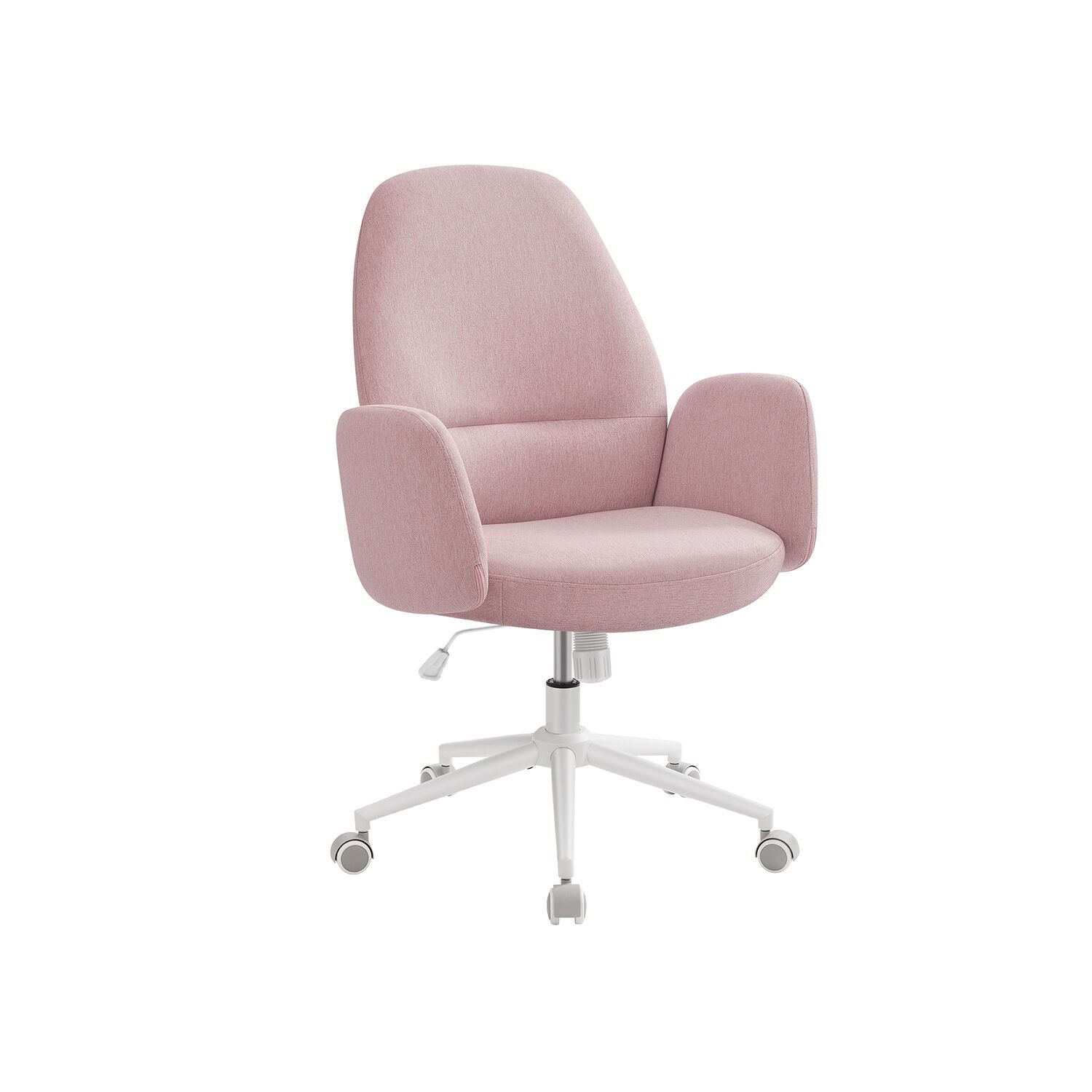 Sedia girevole regolabile in altezza con braccioli rosa pastello - 54 cm