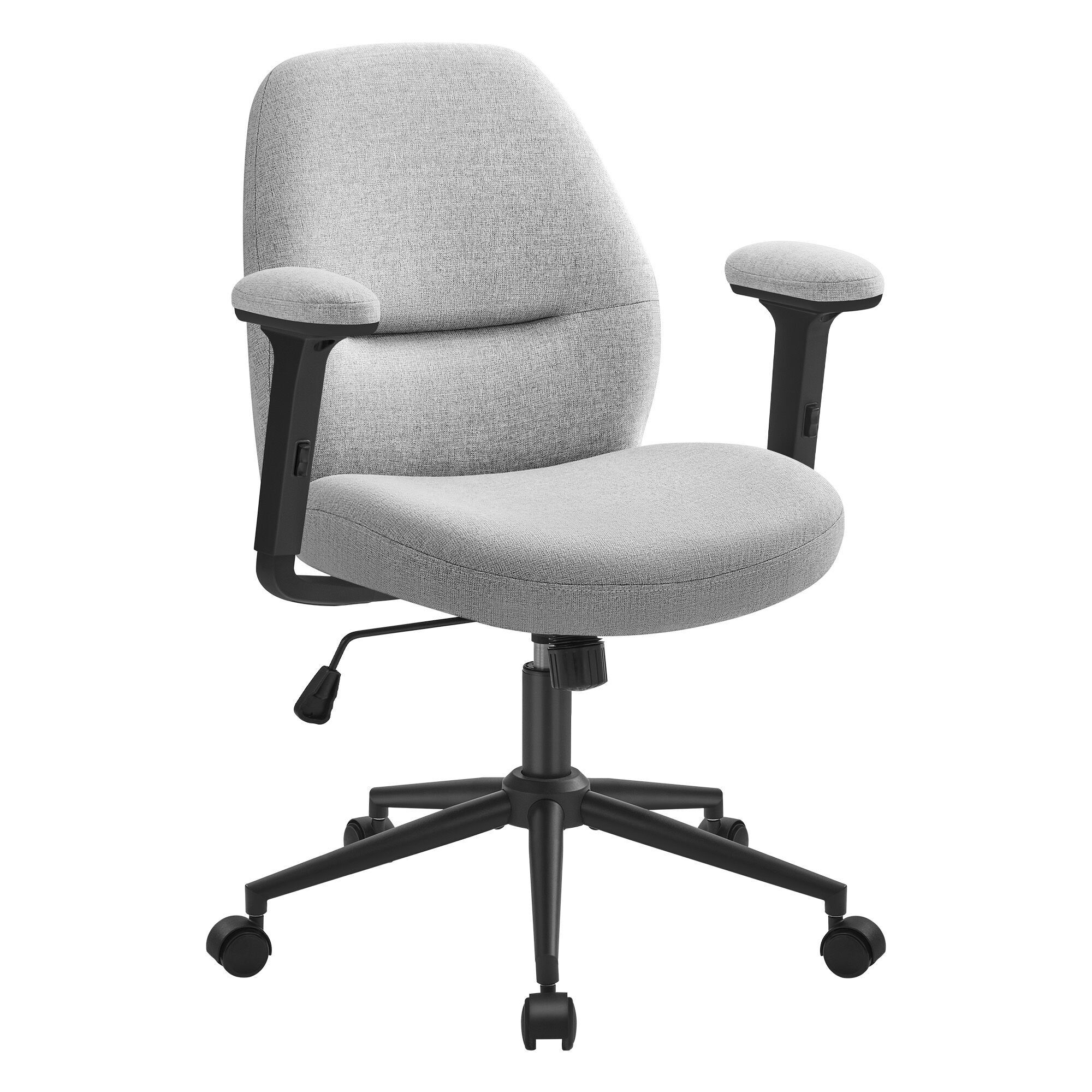 Sedia da scrivania con braccioli regolabili in grigio tortora - 54 cm